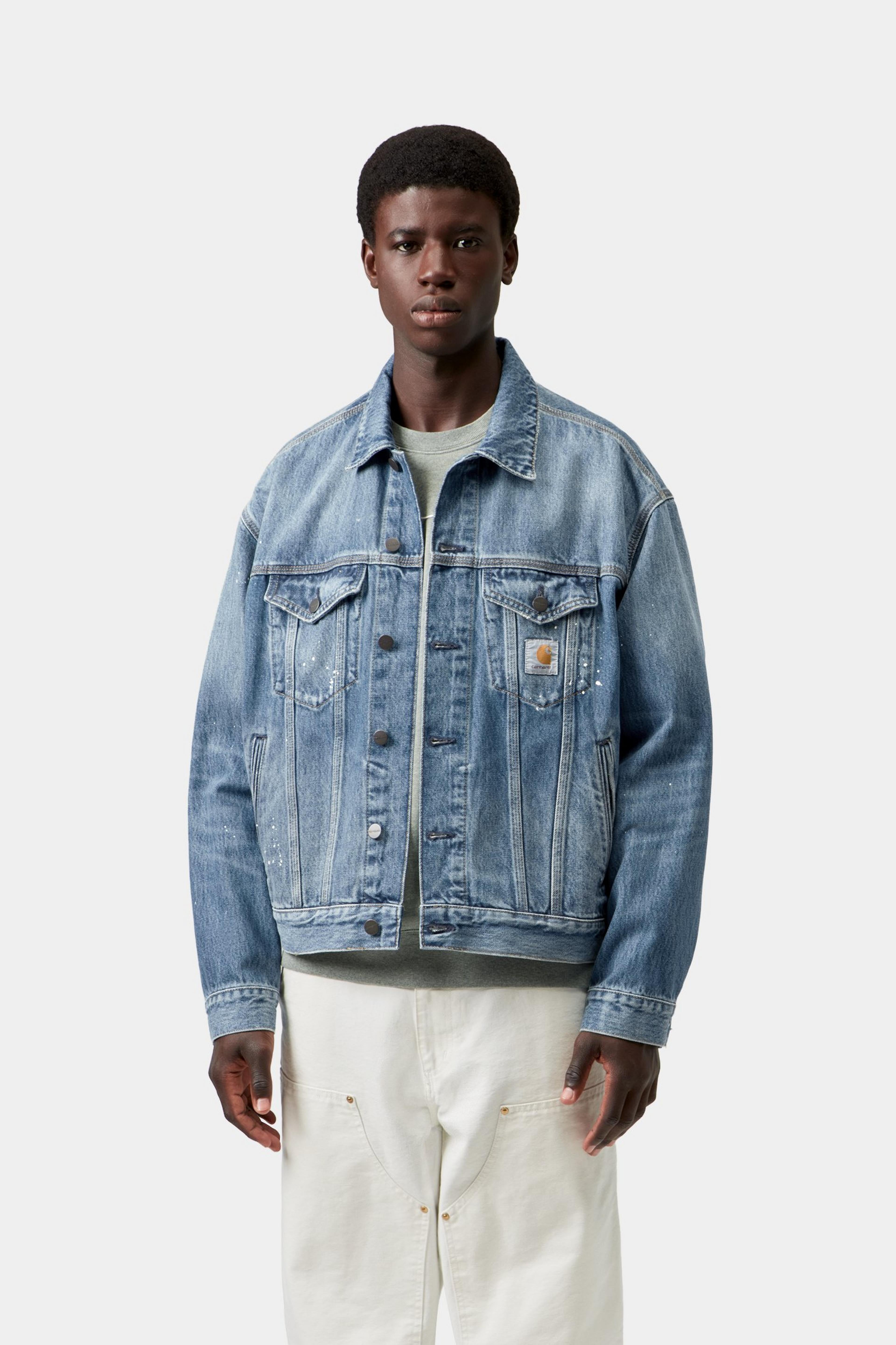Helston Jacket - Blue, Destroy wash, splatter