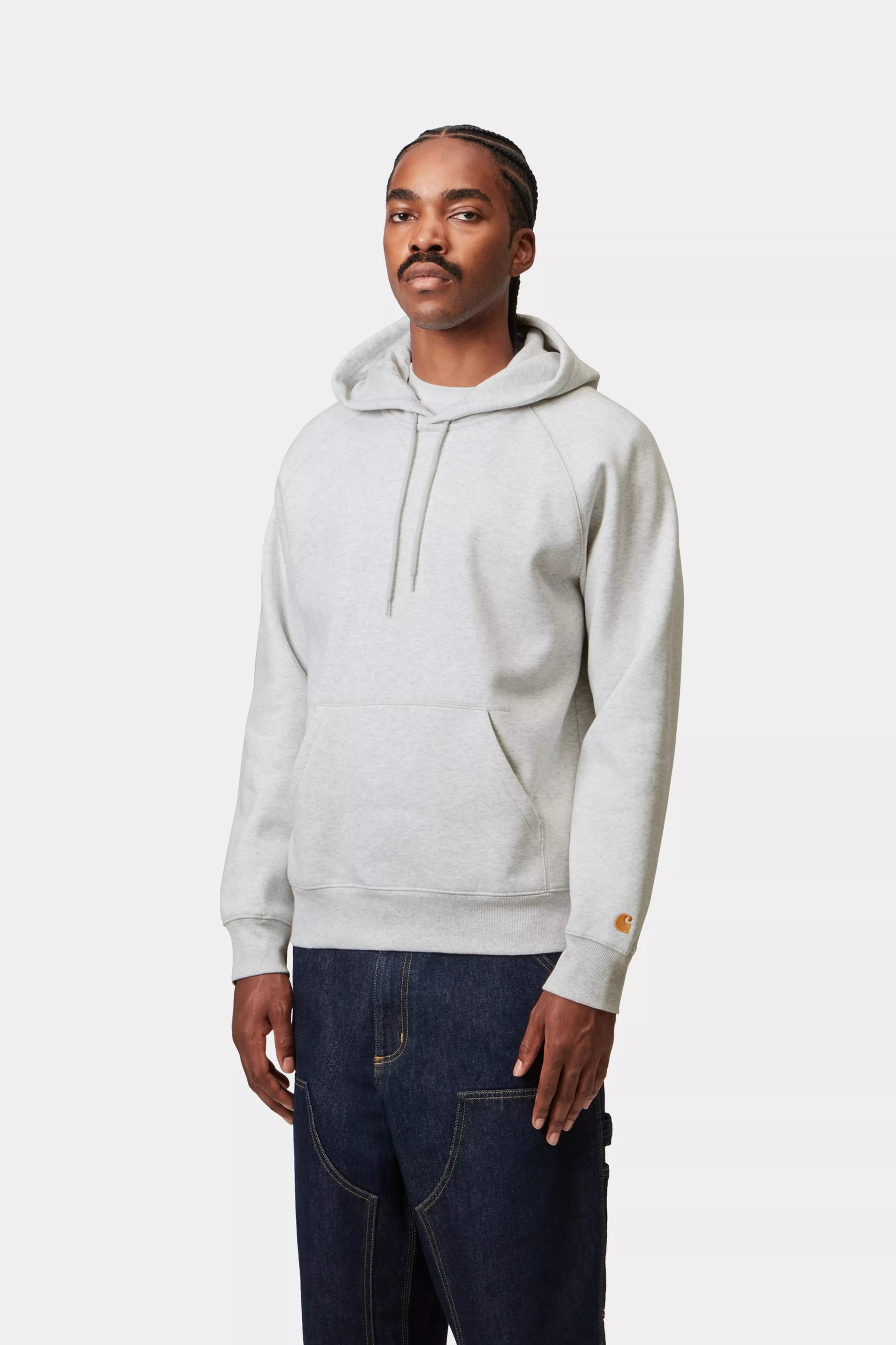 HOODED CHASE SWEAT - Ash Heather / Gold