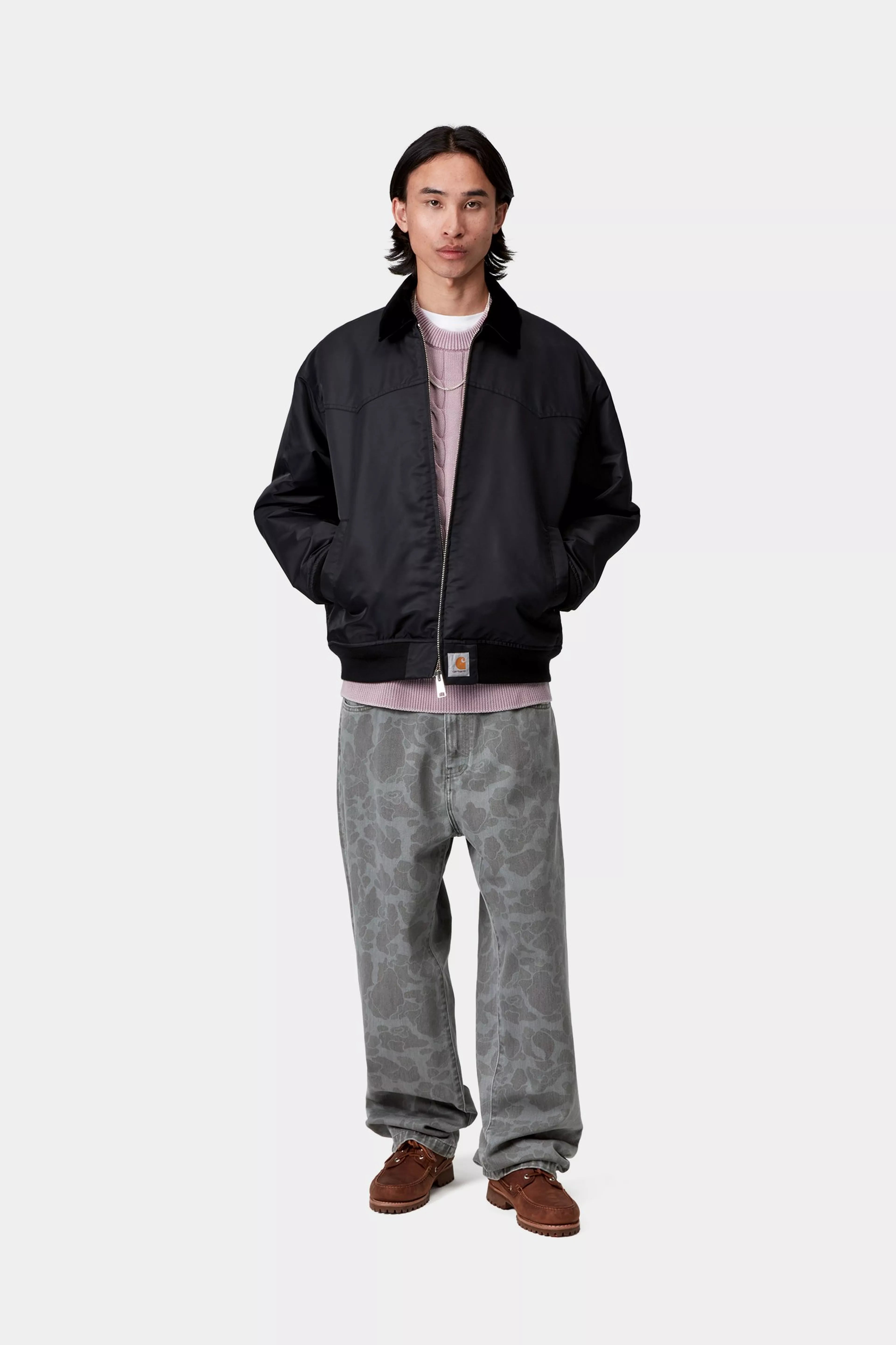 DUCK LANDON PANT - Camo Duck, Black (heavy bleached)