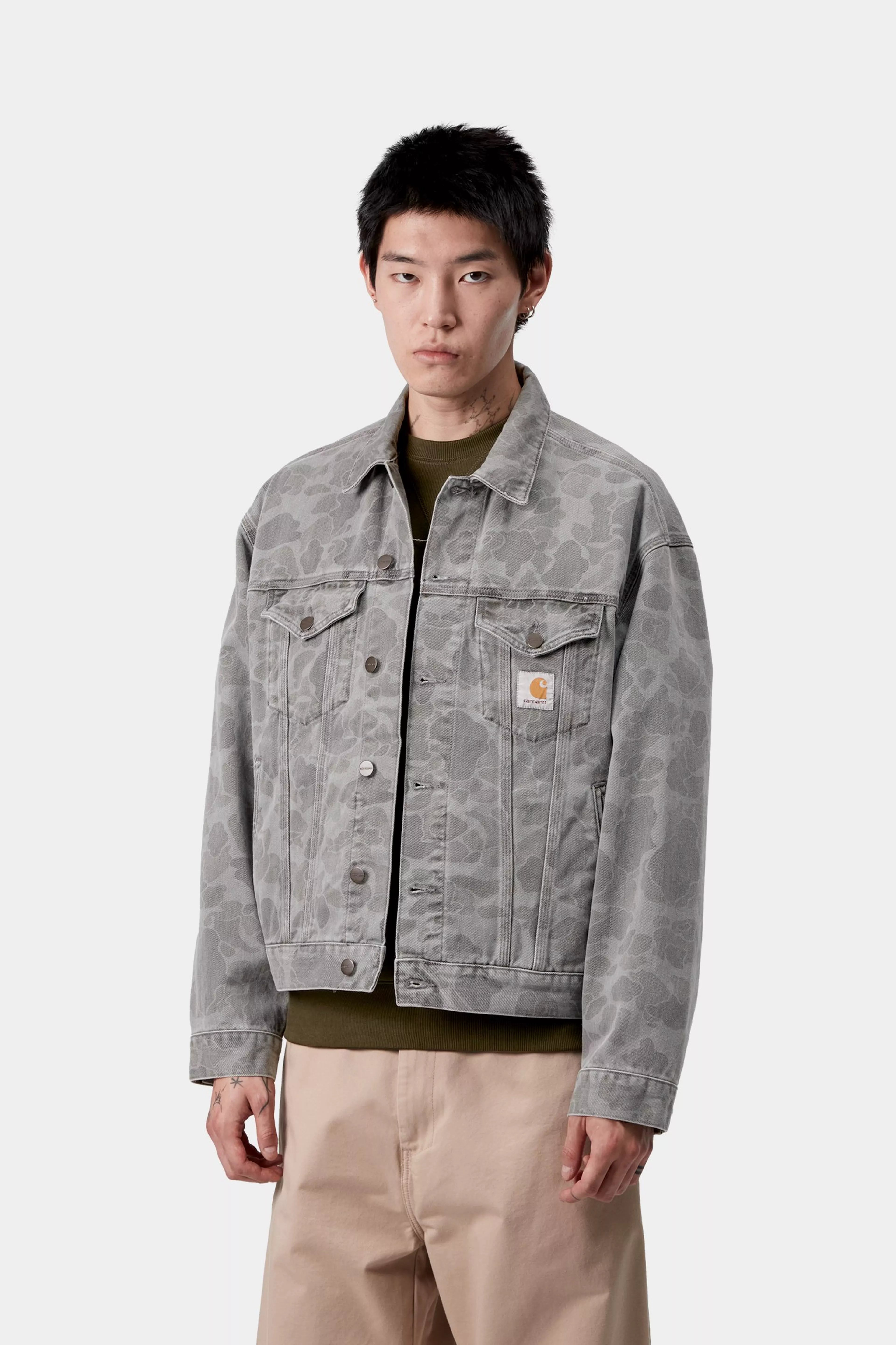 DUCK HELSTON JACKET - Camo Duck, Black (heavy bleached)