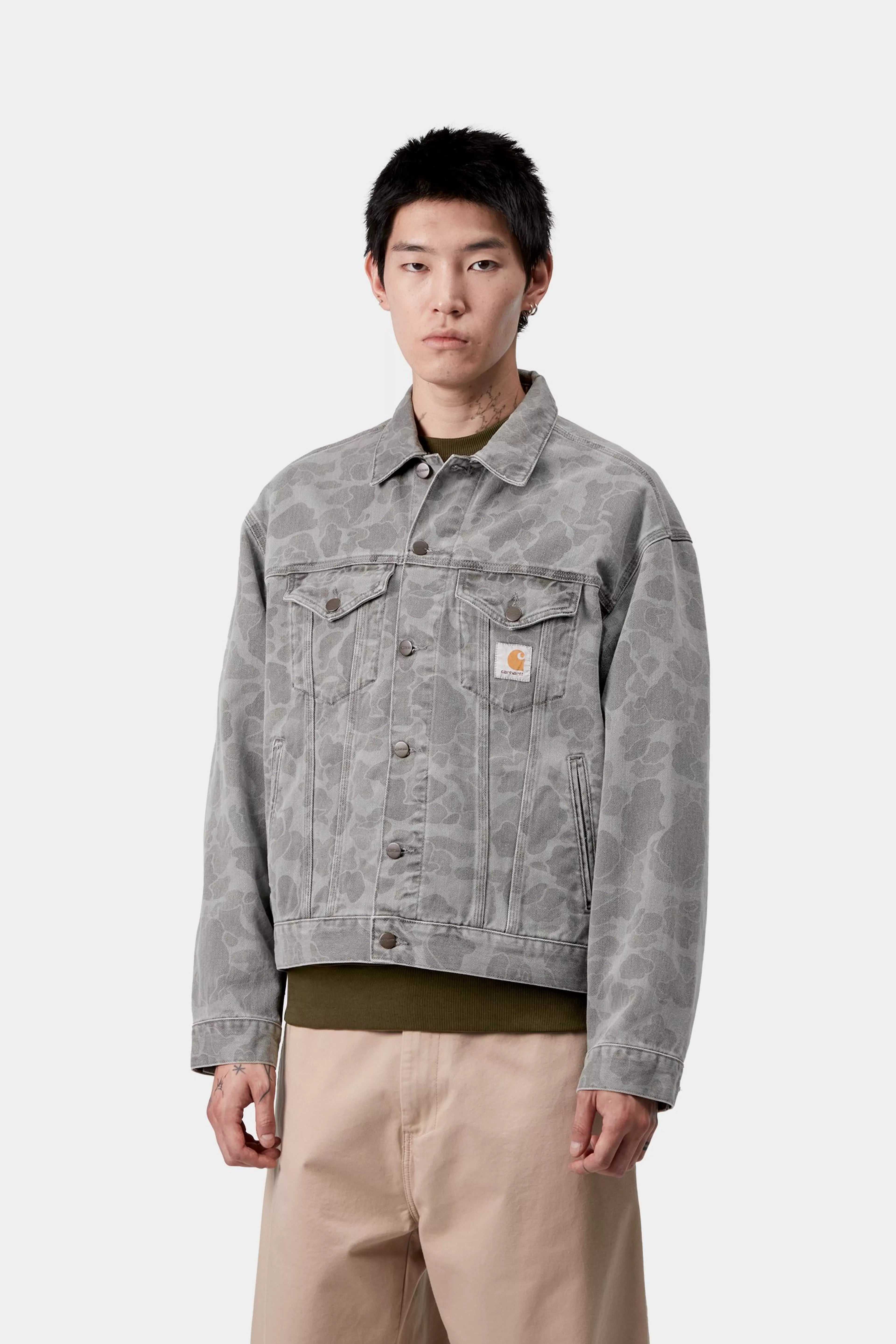 DUCK HELSTON JACKET - Camo Duck, Black (heavy bleached)