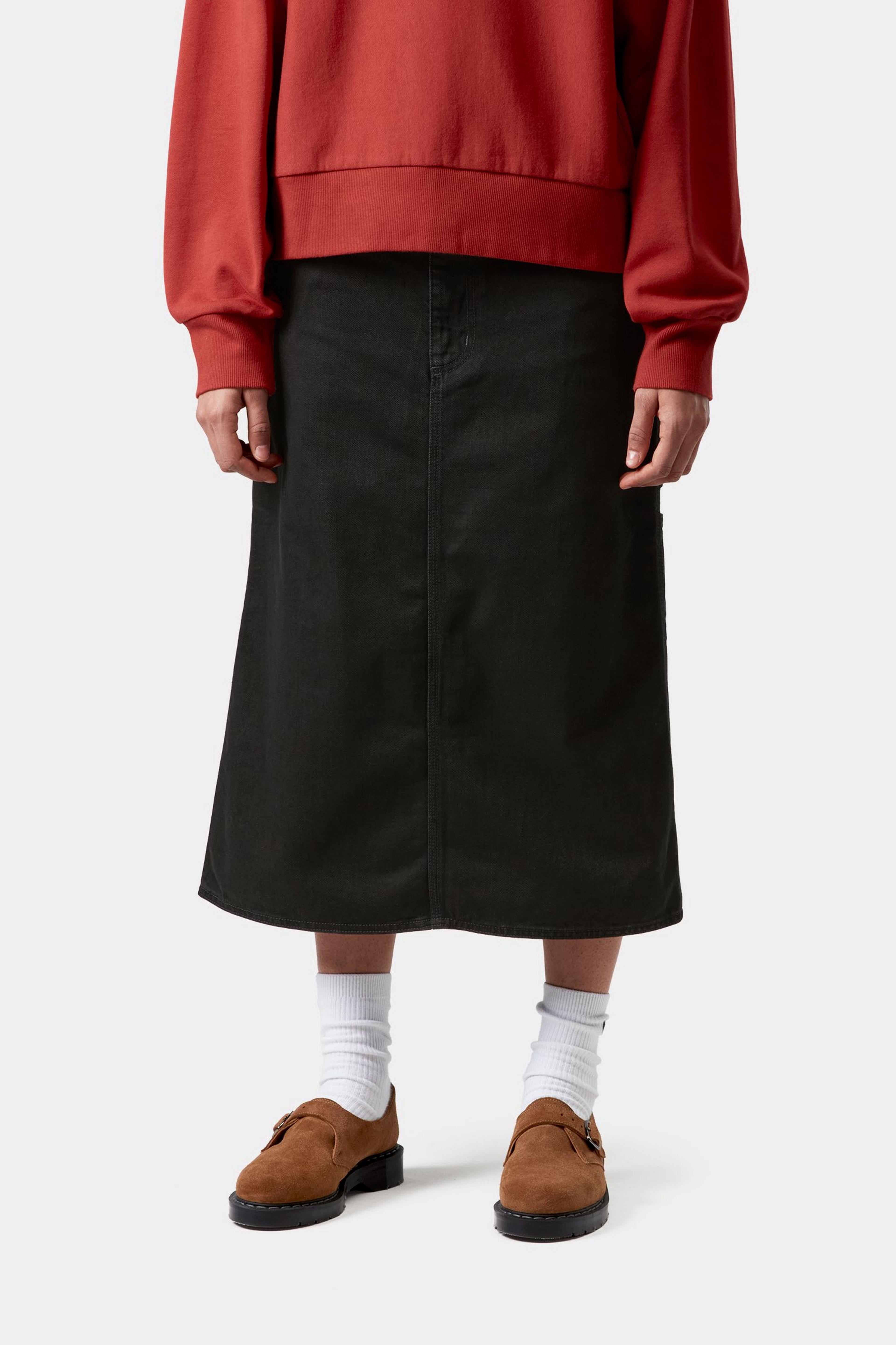 W' Single Knee Skirt - Black (stone washed)