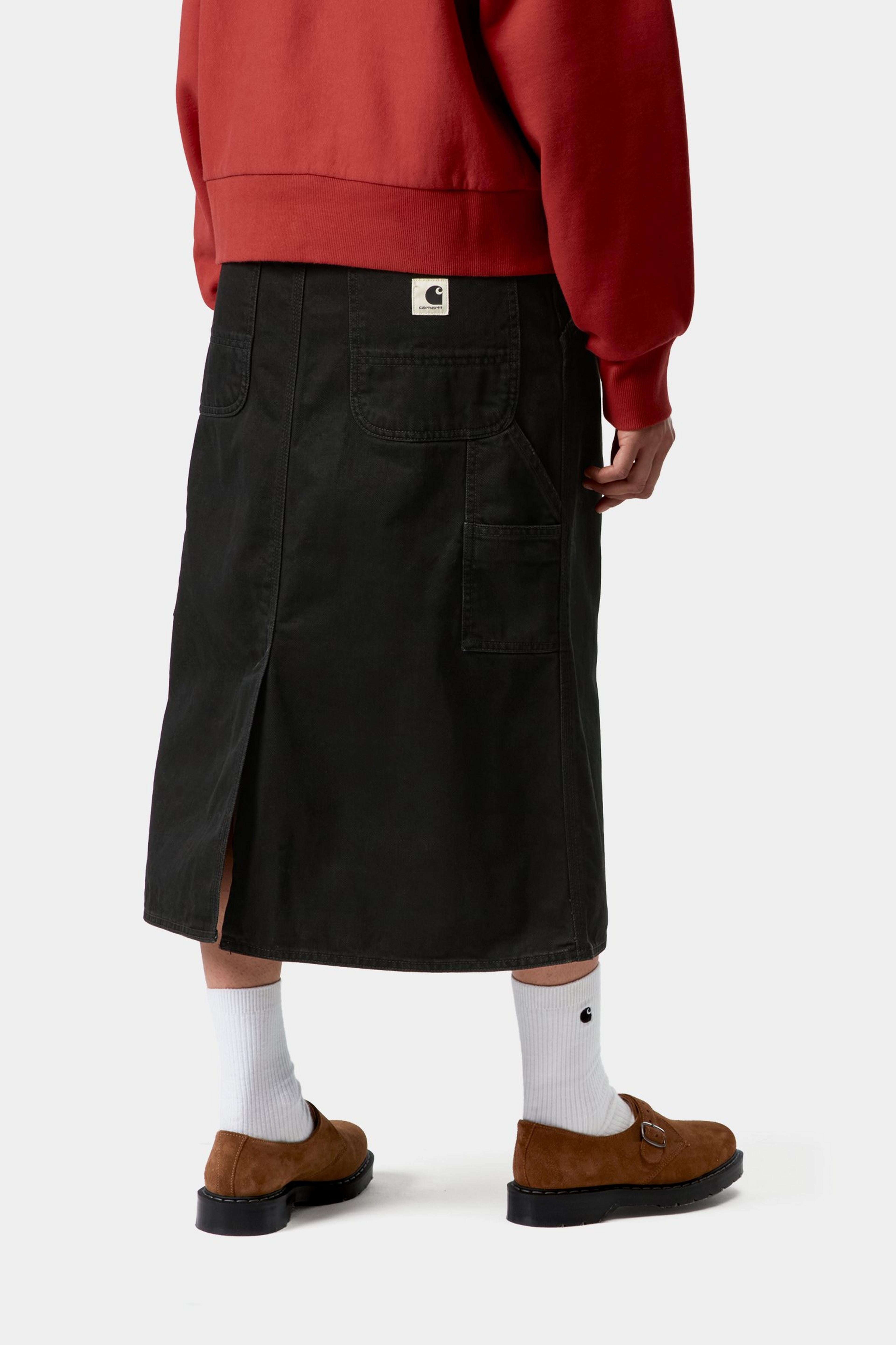 W' Single Knee Skirt - Black (stone washed)