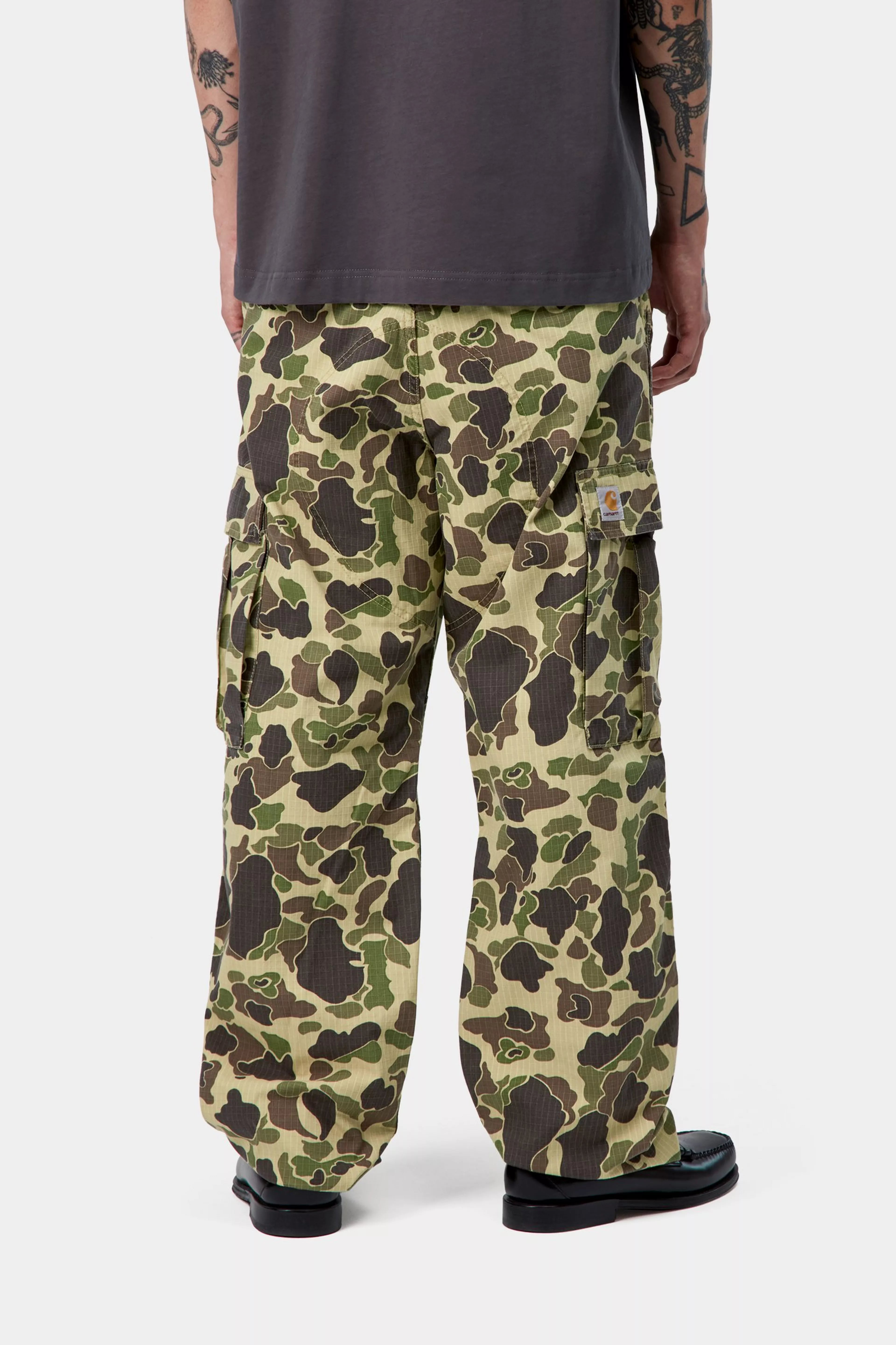 DUCK CARGO PANT - Camo Duck, Green, Stone washed