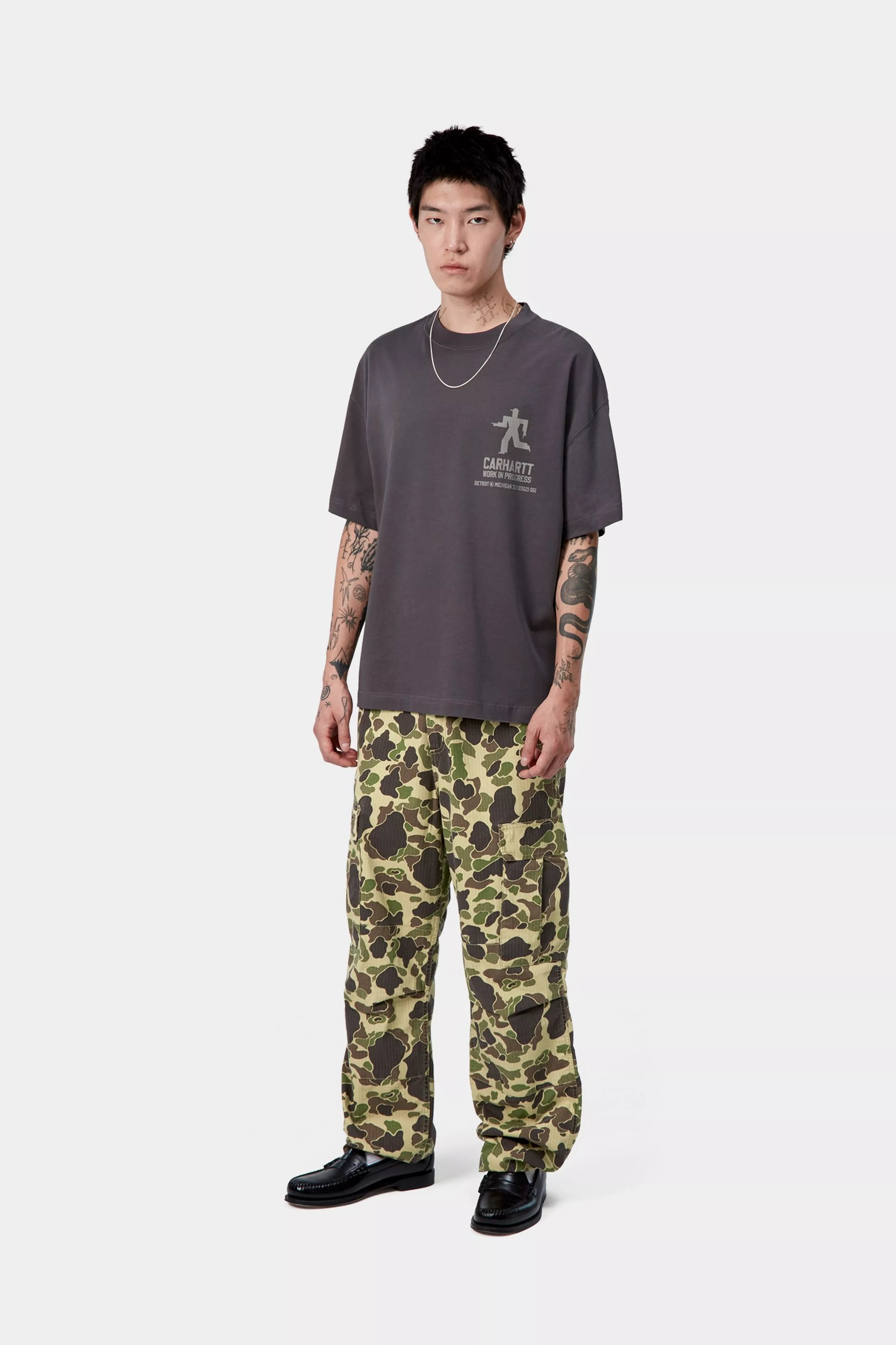 DUCK CARGO PANT - Camo Duck, Green, Stone washed