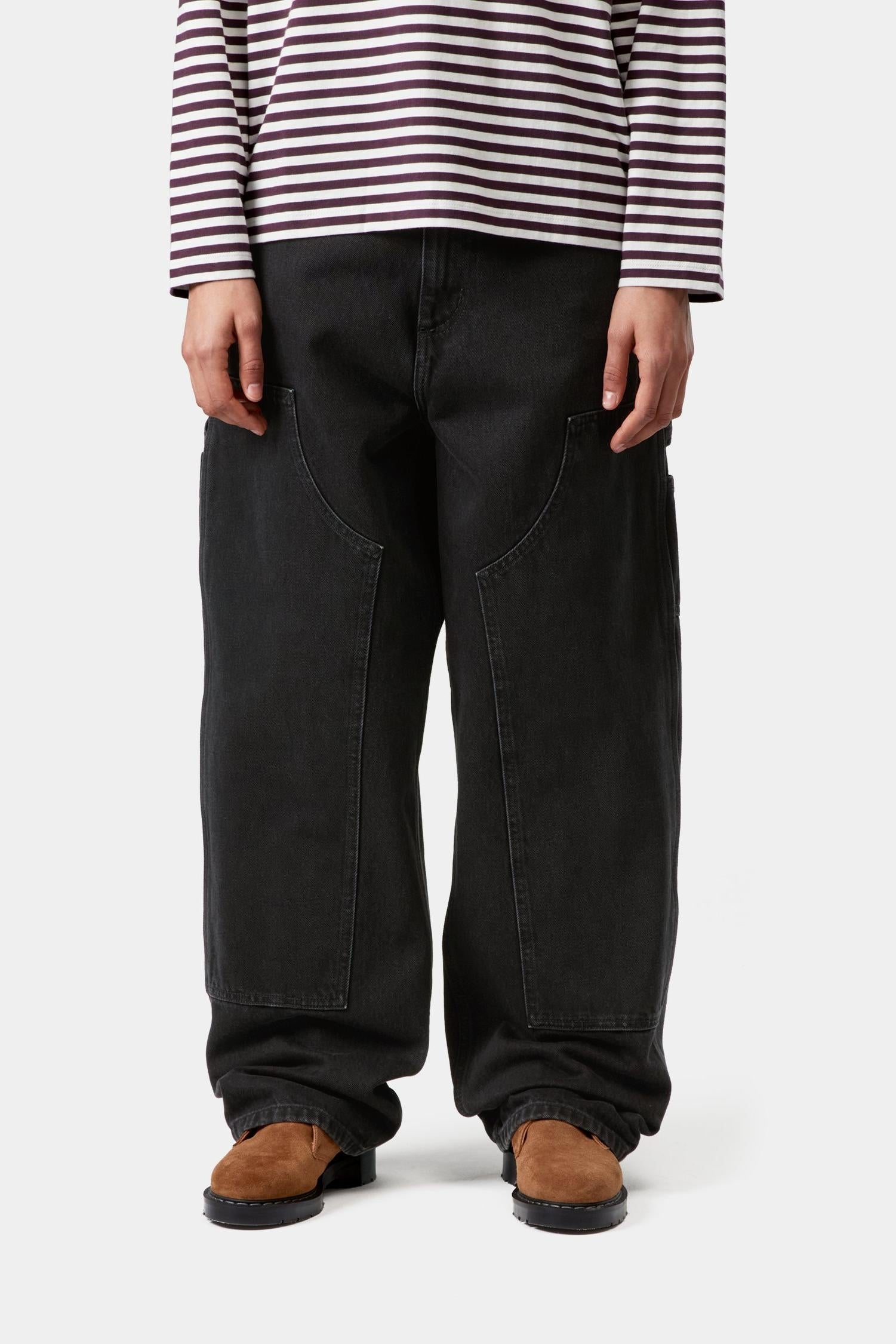 W' Brandon Double Knee Pant - Black (stone washed)