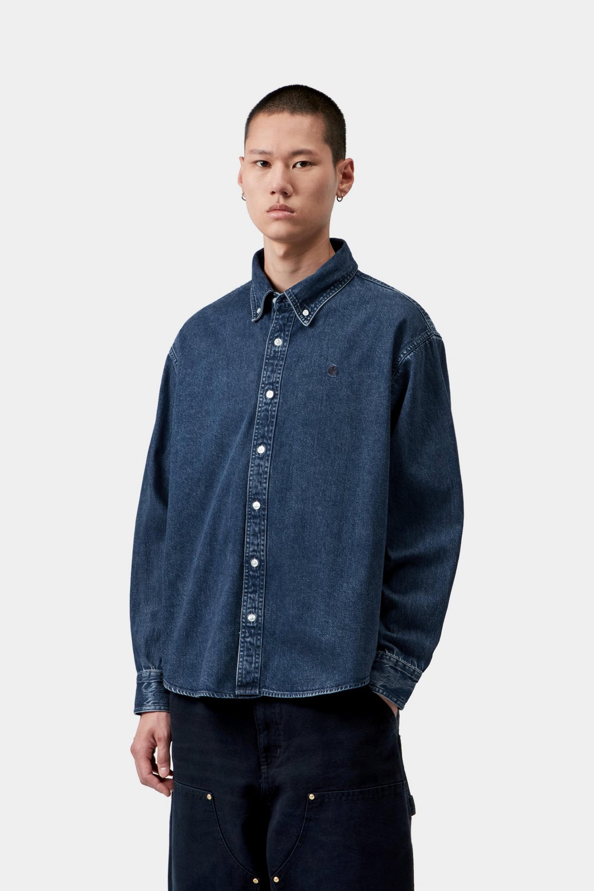 L/S Lucas Shirt - Blue, stone washed