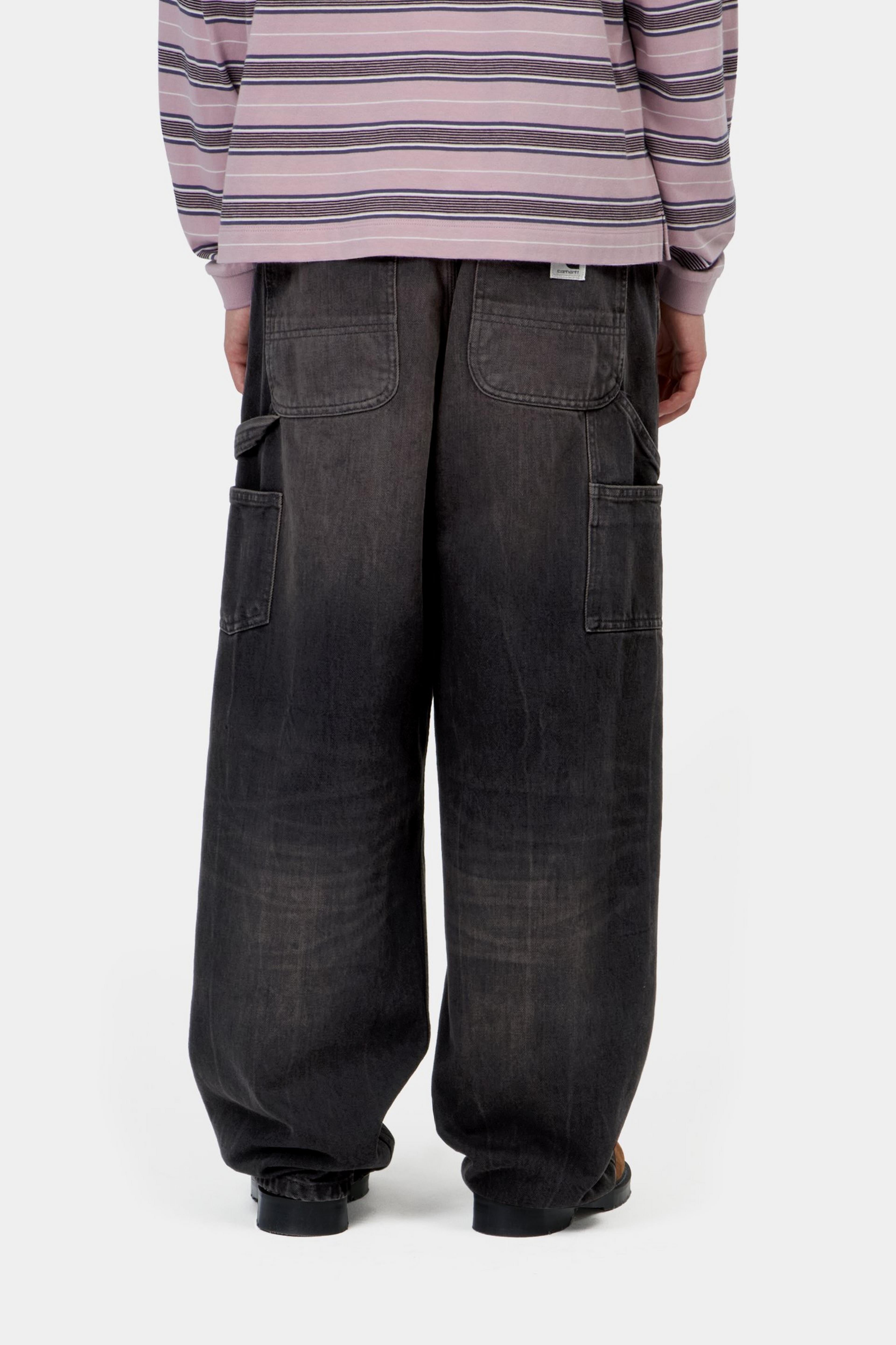 W' Brandon Double Knee Pant - Black, tobacco used wash