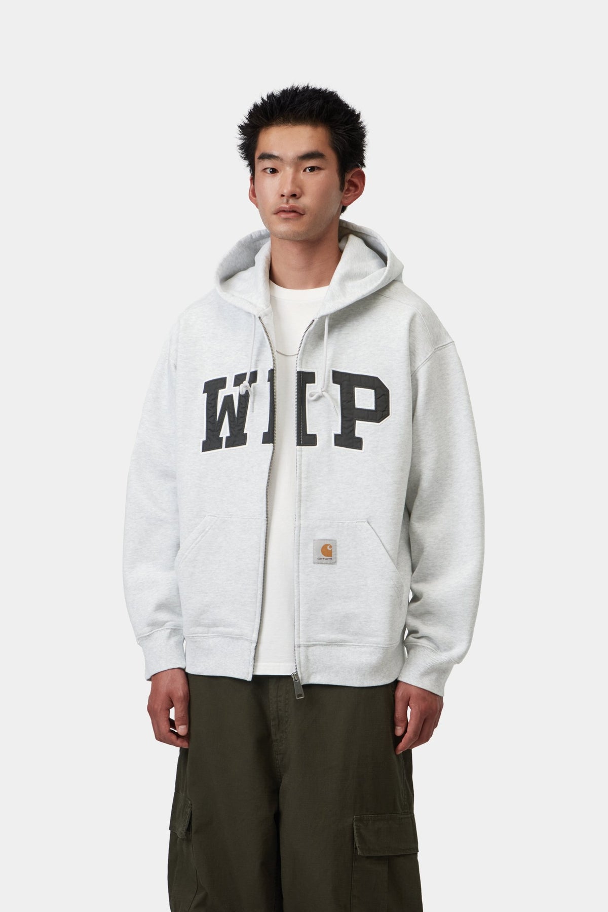 Hooded WIP Sweat Jacket - Ash Heather stone washed