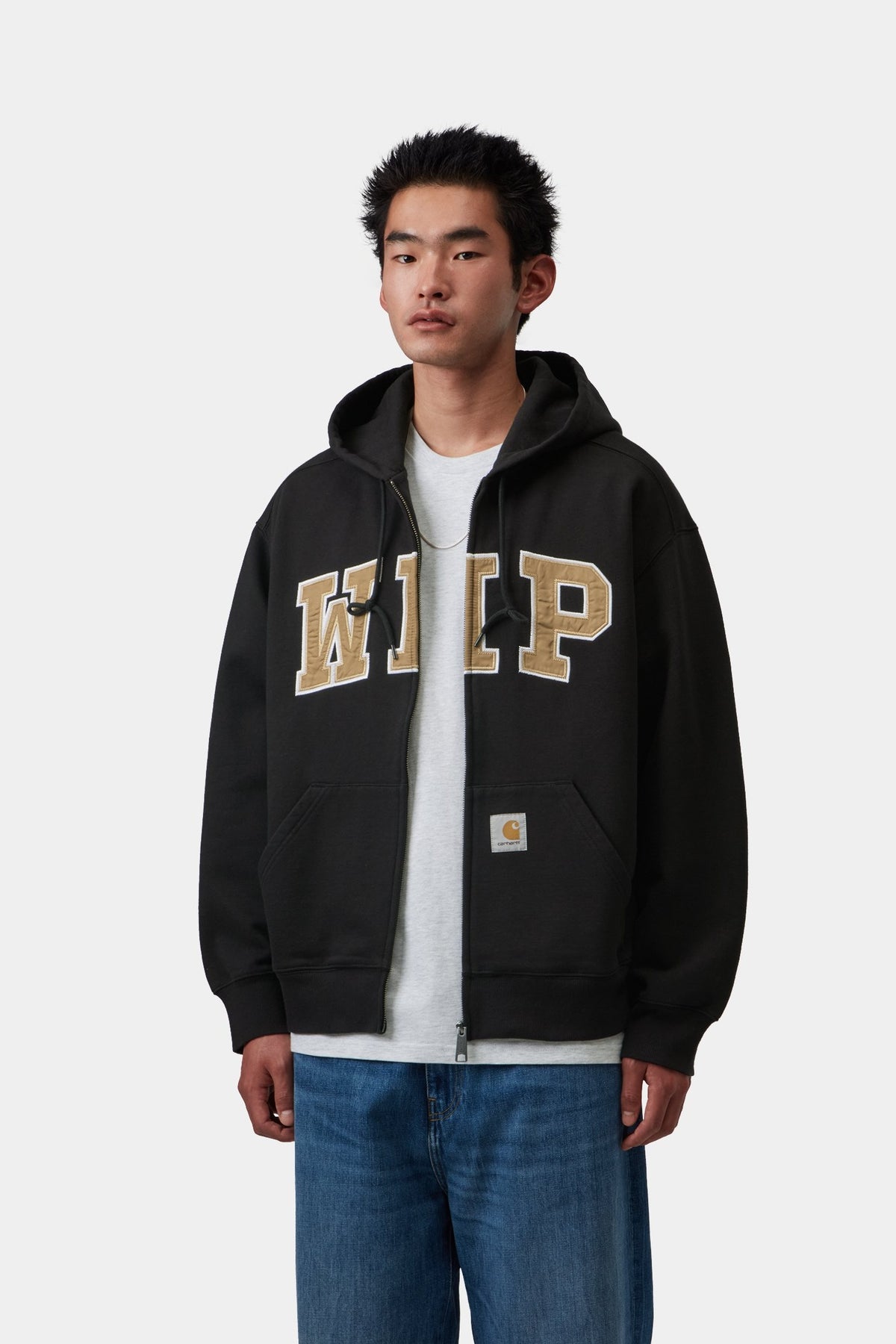 Hooded WIP Sweat Jacket - Black stone washed