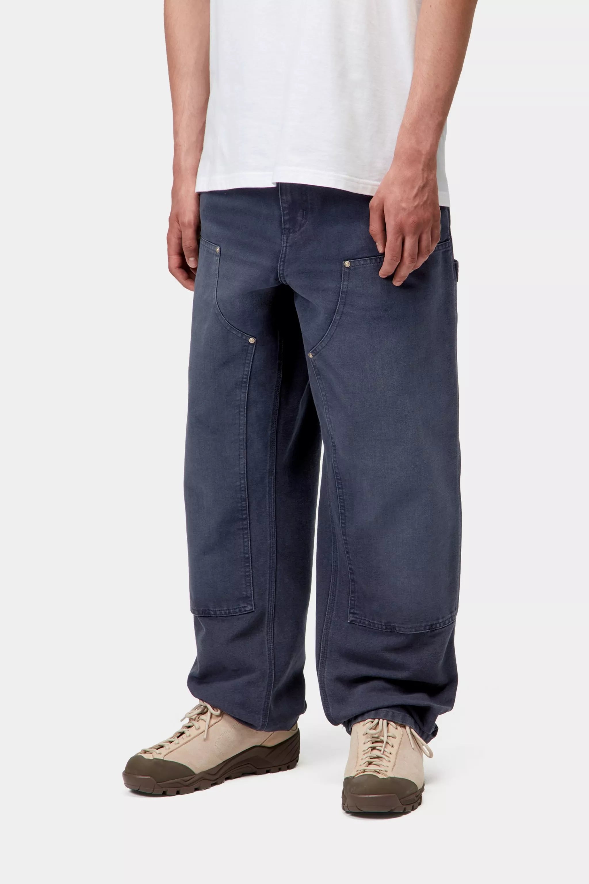 DOUBLE KNEE PANT - Dark Navy (stone canvas)