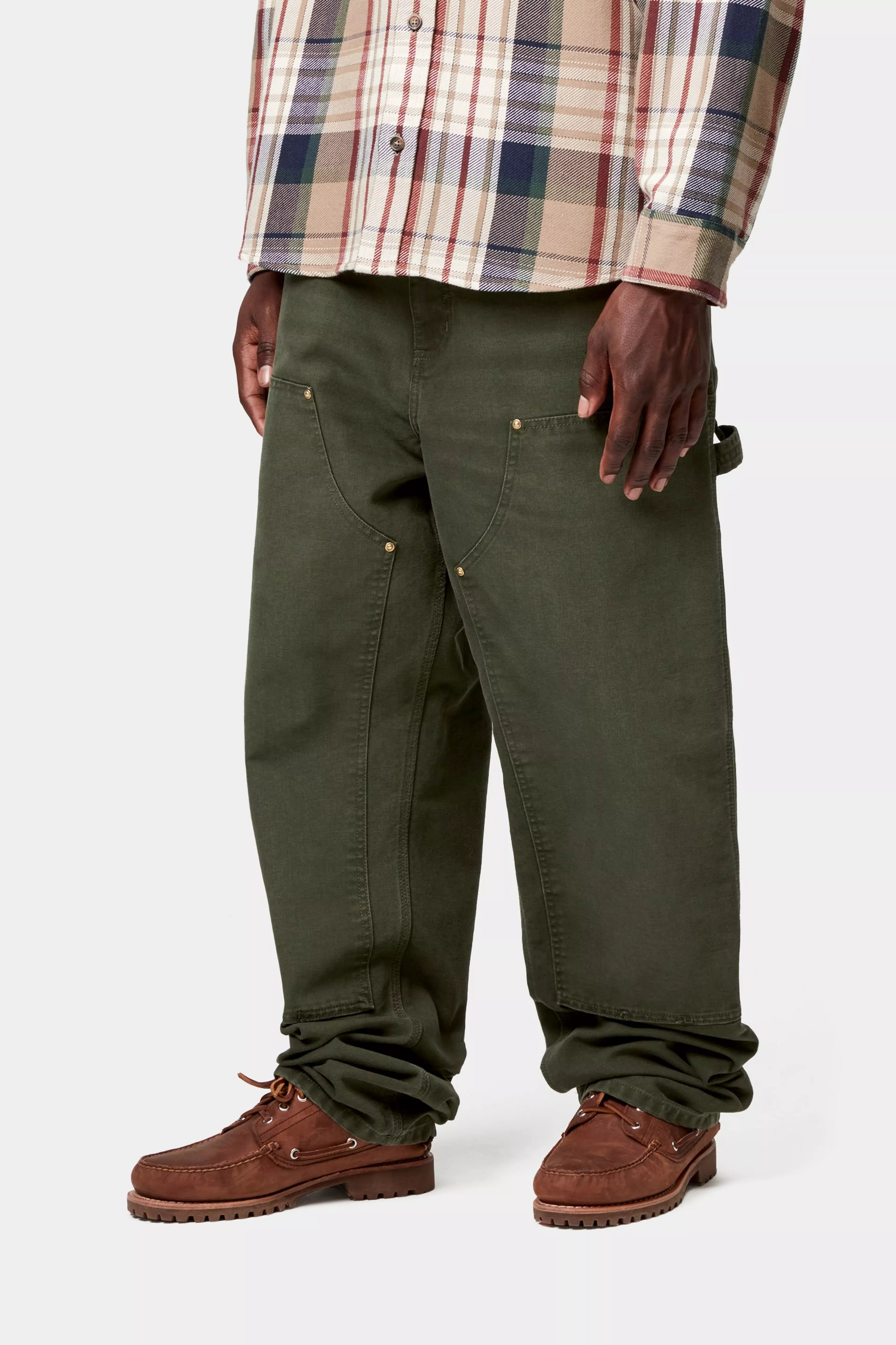 DOUBLE KNEE PANT - Olive (stone canvas)