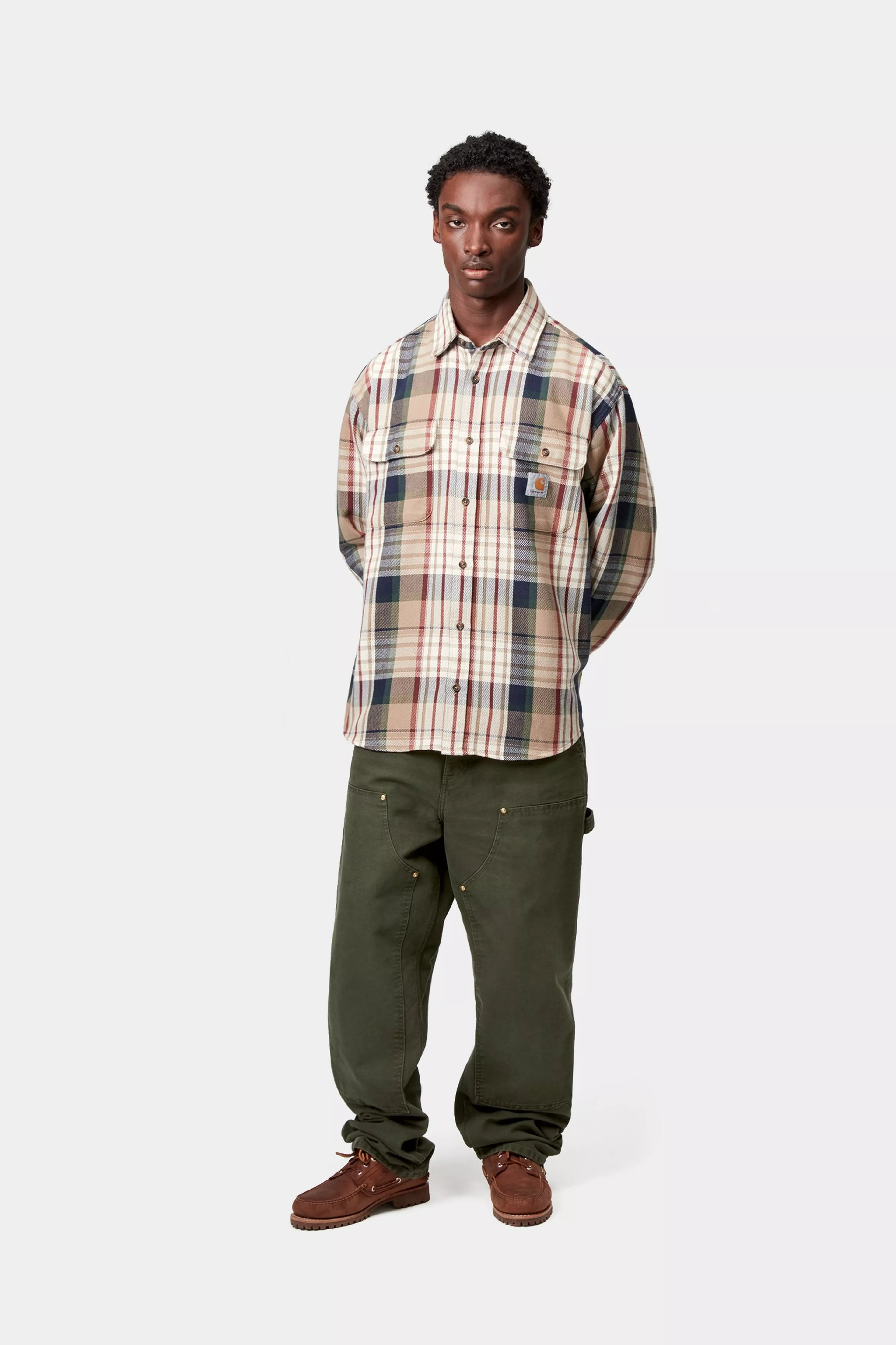 DOUBLE KNEE PANT - Olive (stone canvas)