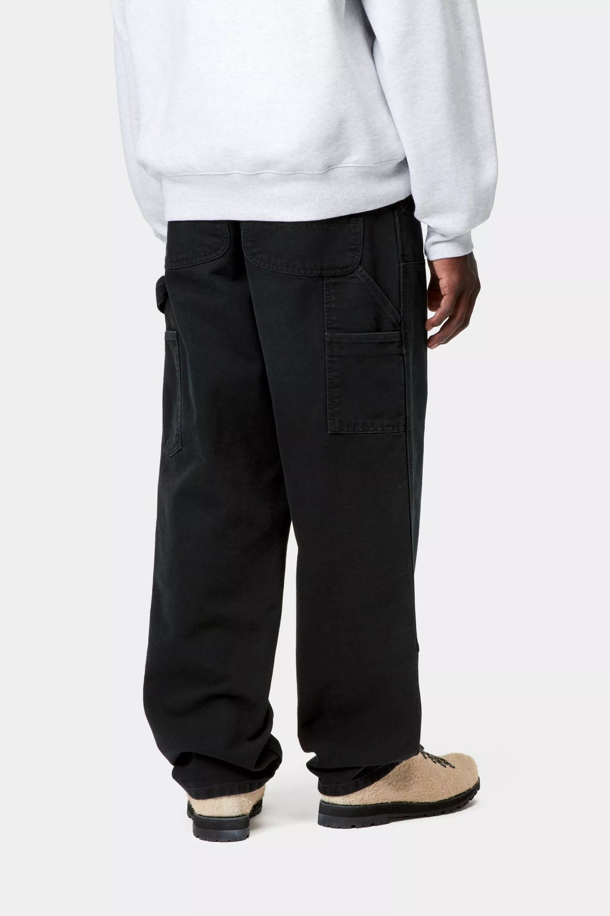 DOUBLE KNEE PANT - Black (stone canvas)
