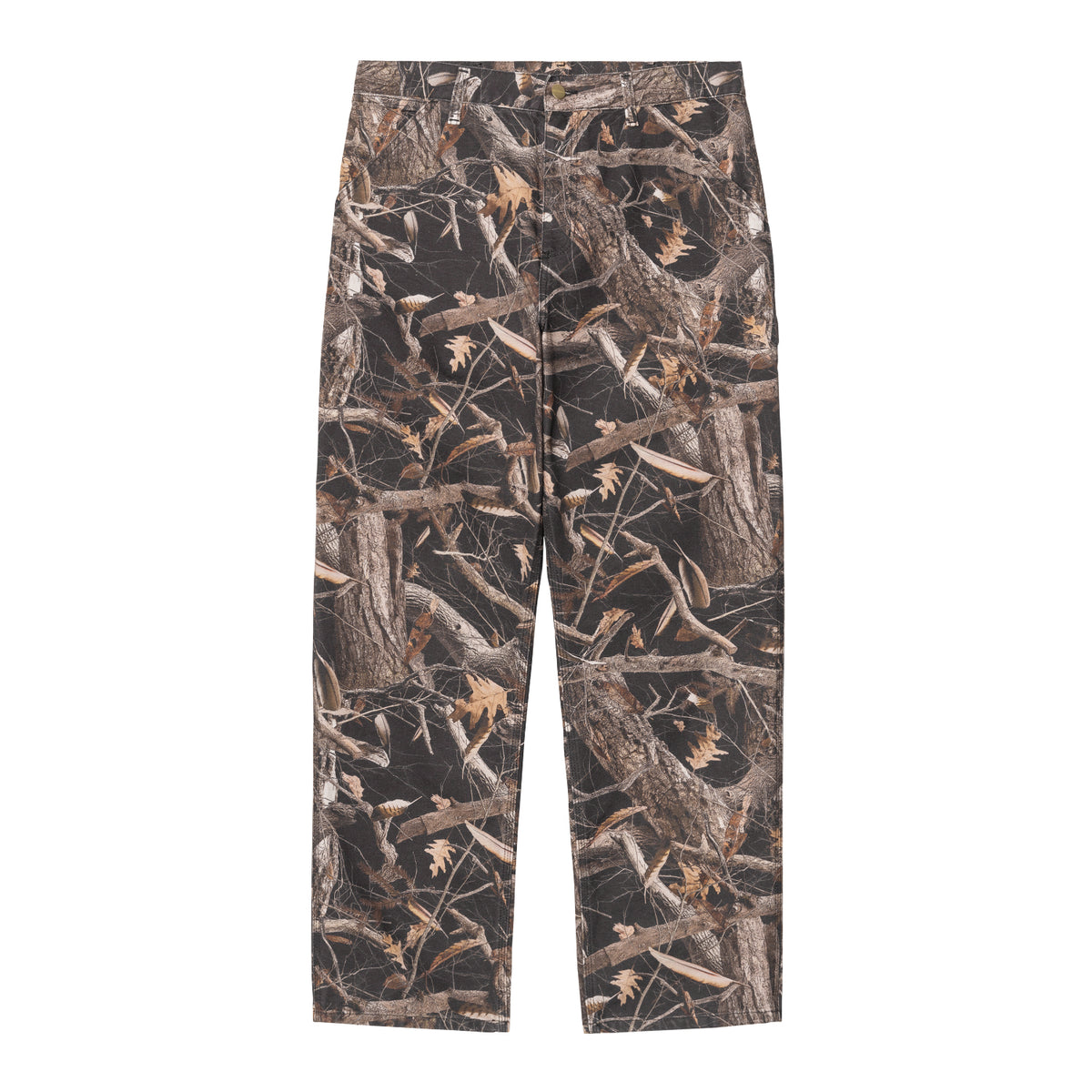 Single Knee Pant - Camo Feather Tree, Black heavy stone wash