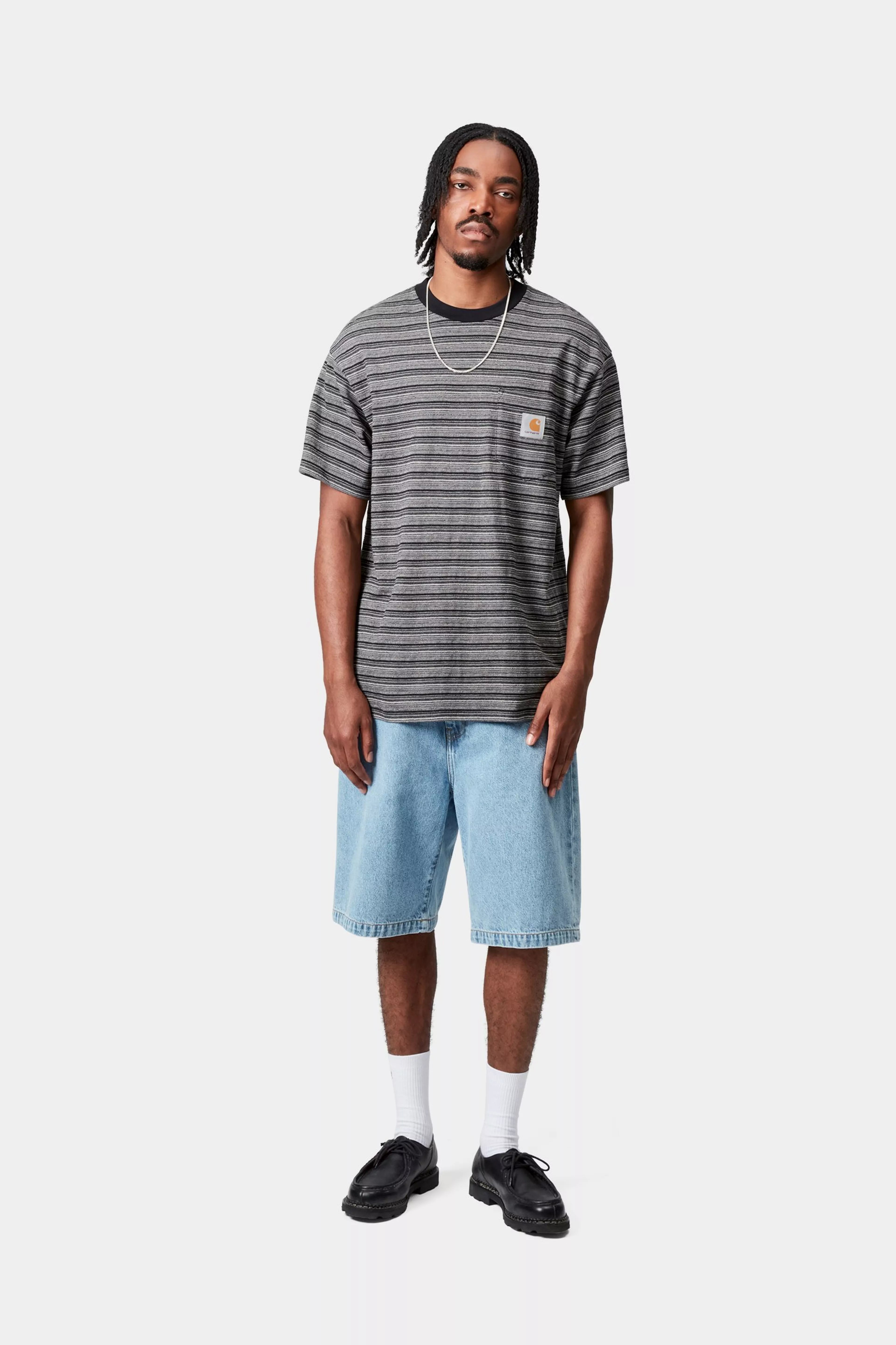 S/S GELLAR POCKET T-SHIRT - Gellar Stripe, Black