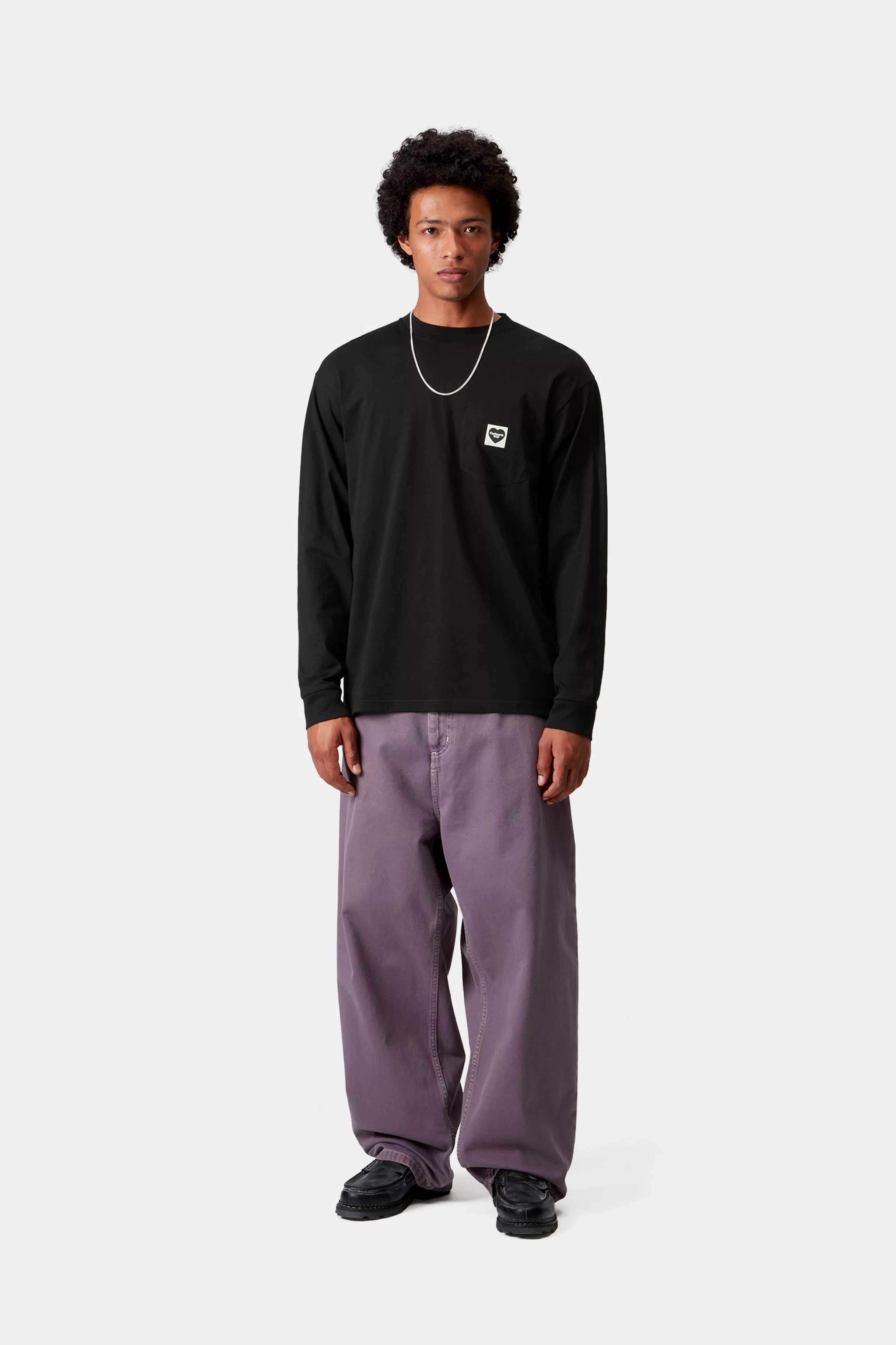 L/S POCKET HEART T-SHIRT - Black /Black