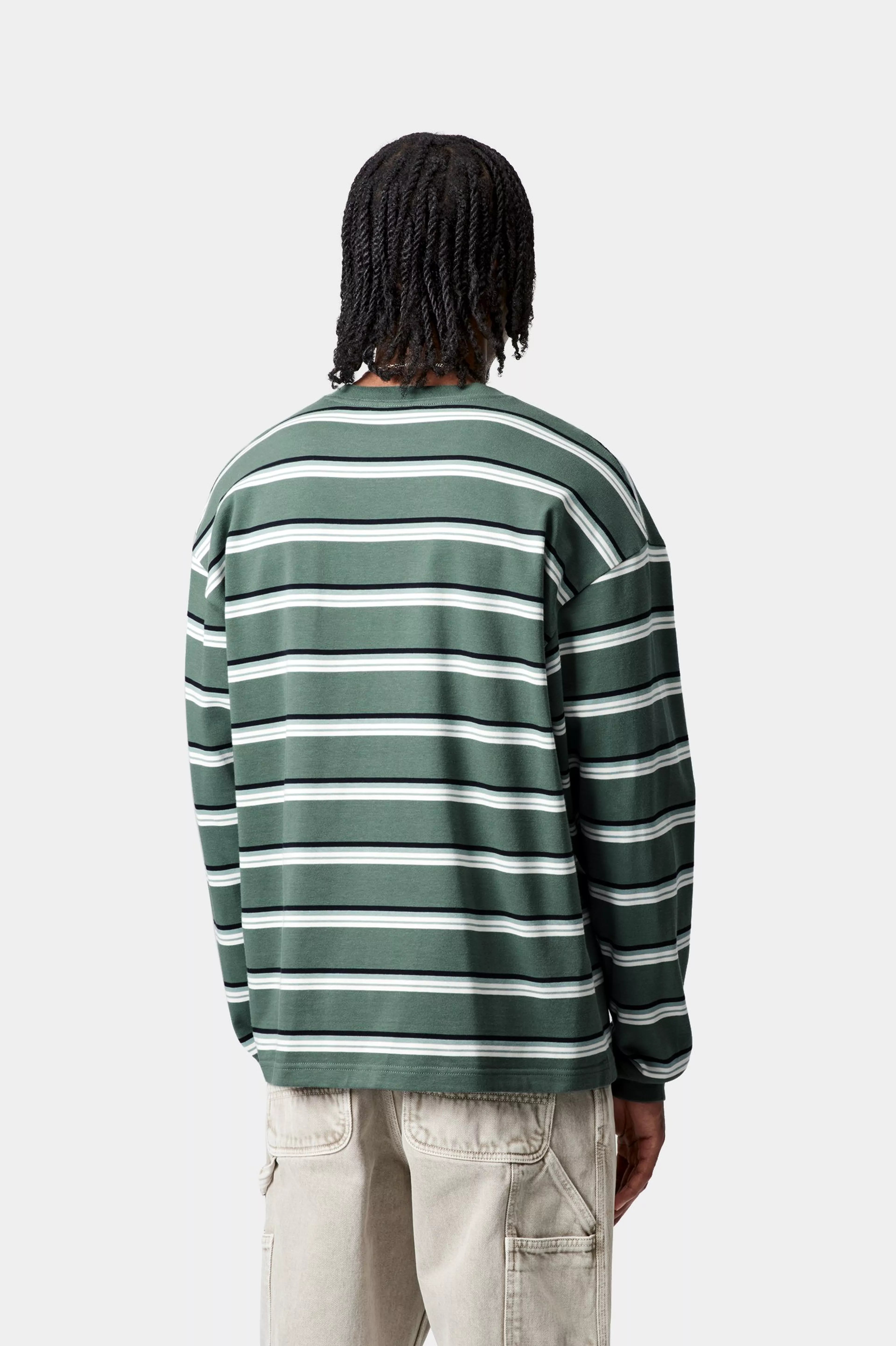 L/S HOLM T-SHIRT - Holm Stripe, Silver Pine