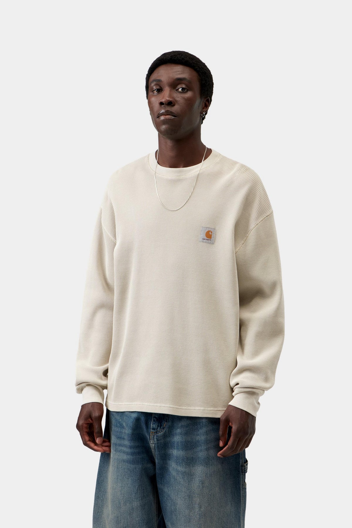 L/S Vista Waffle T-Shirt - Fleur De Sel, Garment dyed