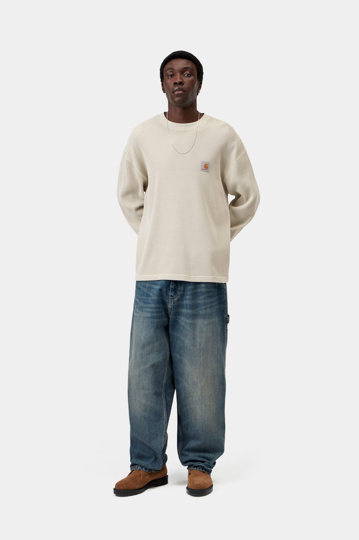 L/S Vista Waffle T-Shirt - Fleur De Sel, Garment dyed