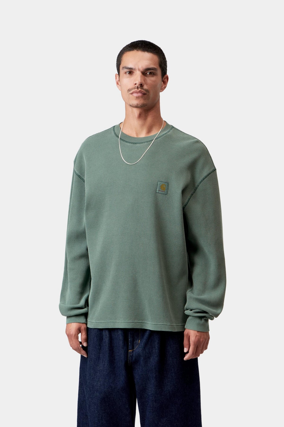 L/S Vista Waffle T-Shirt - Dark Scarab, Garment dyed