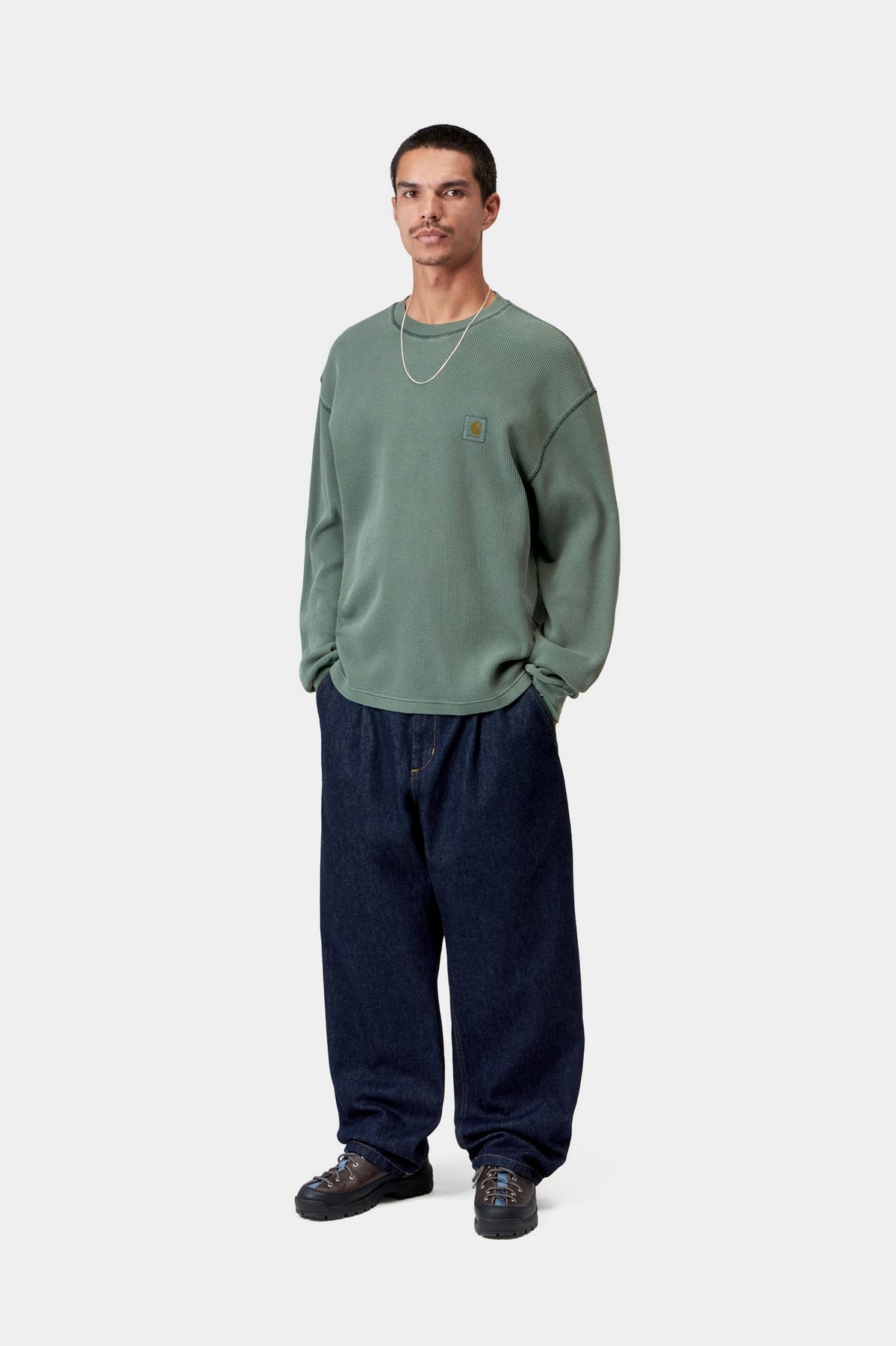 L/S Vista Waffle T-Shirt - Dark Scarab, Garment dyed