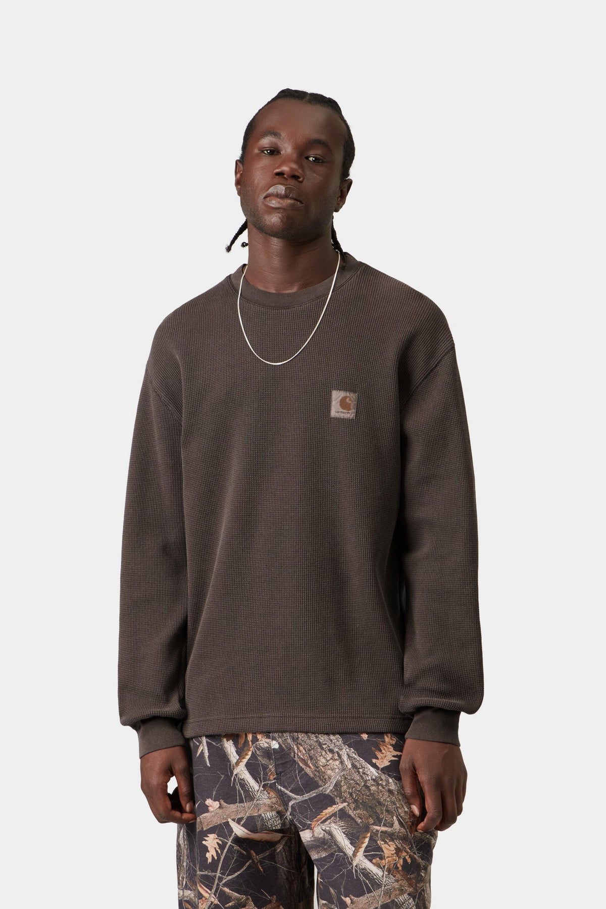 L/S Vista Waffle T-Shirt - Tobacco, Garment dyed