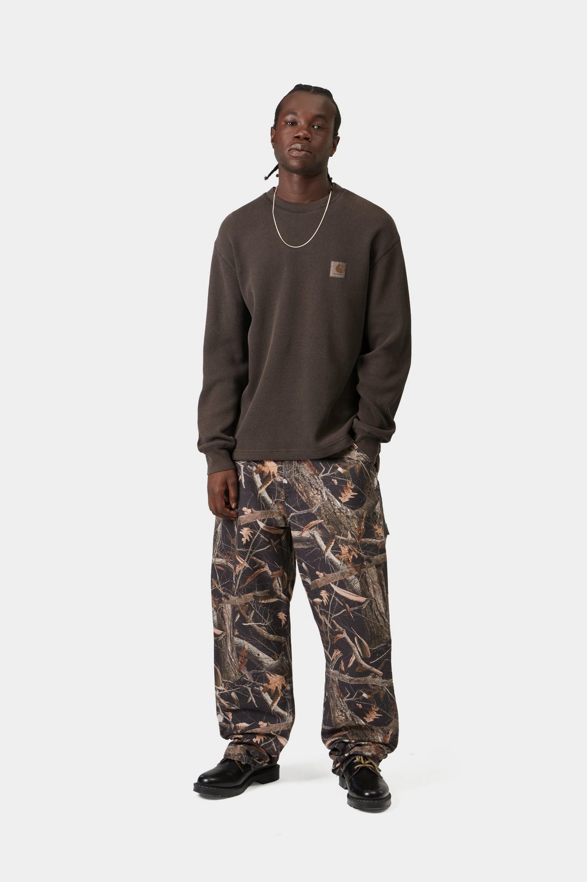 L/S Vista Waffle T-Shirt - Tobacco, Garment dyed