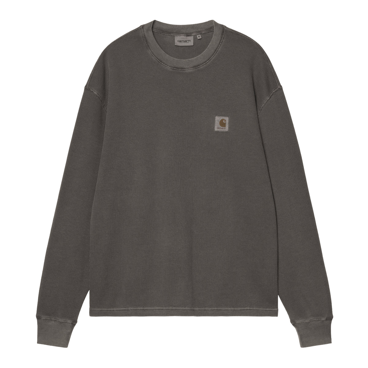 L/S Vista Waffle T-Shirt - Black, Garment dyed