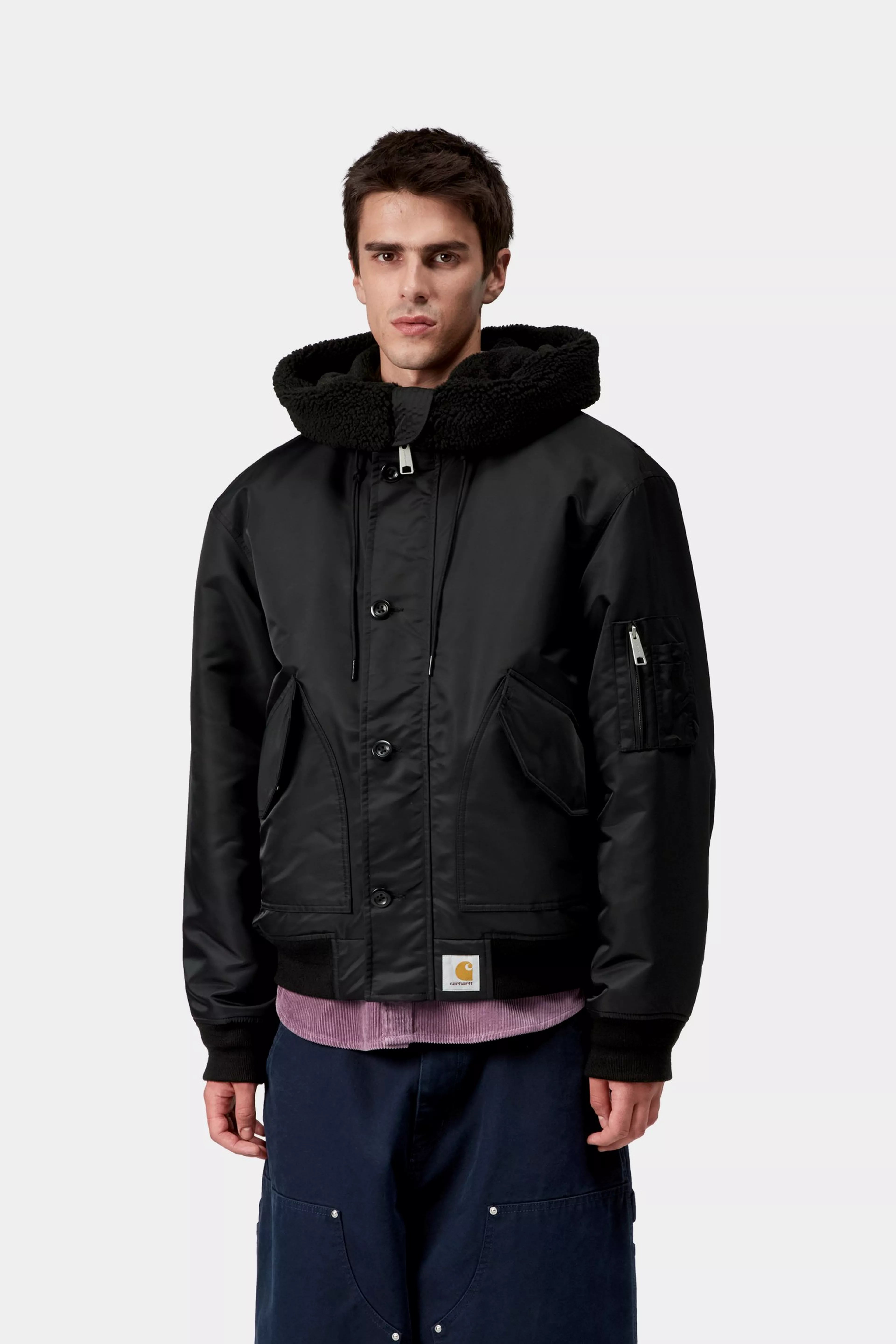 HOODED OLTERA BOMBER - Black / Black