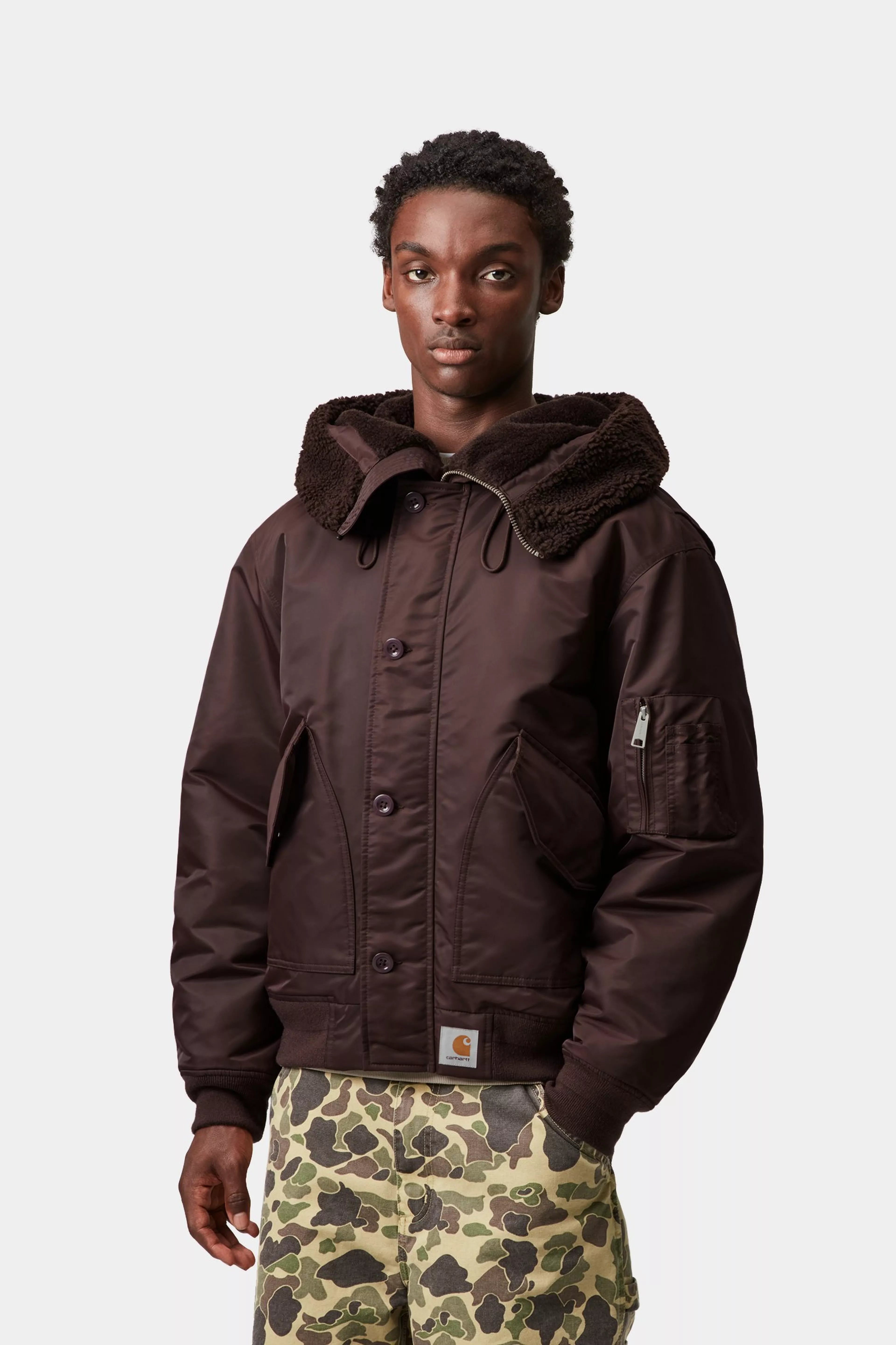 HOODED OLTERA BOMBER - Palisander / Angelite