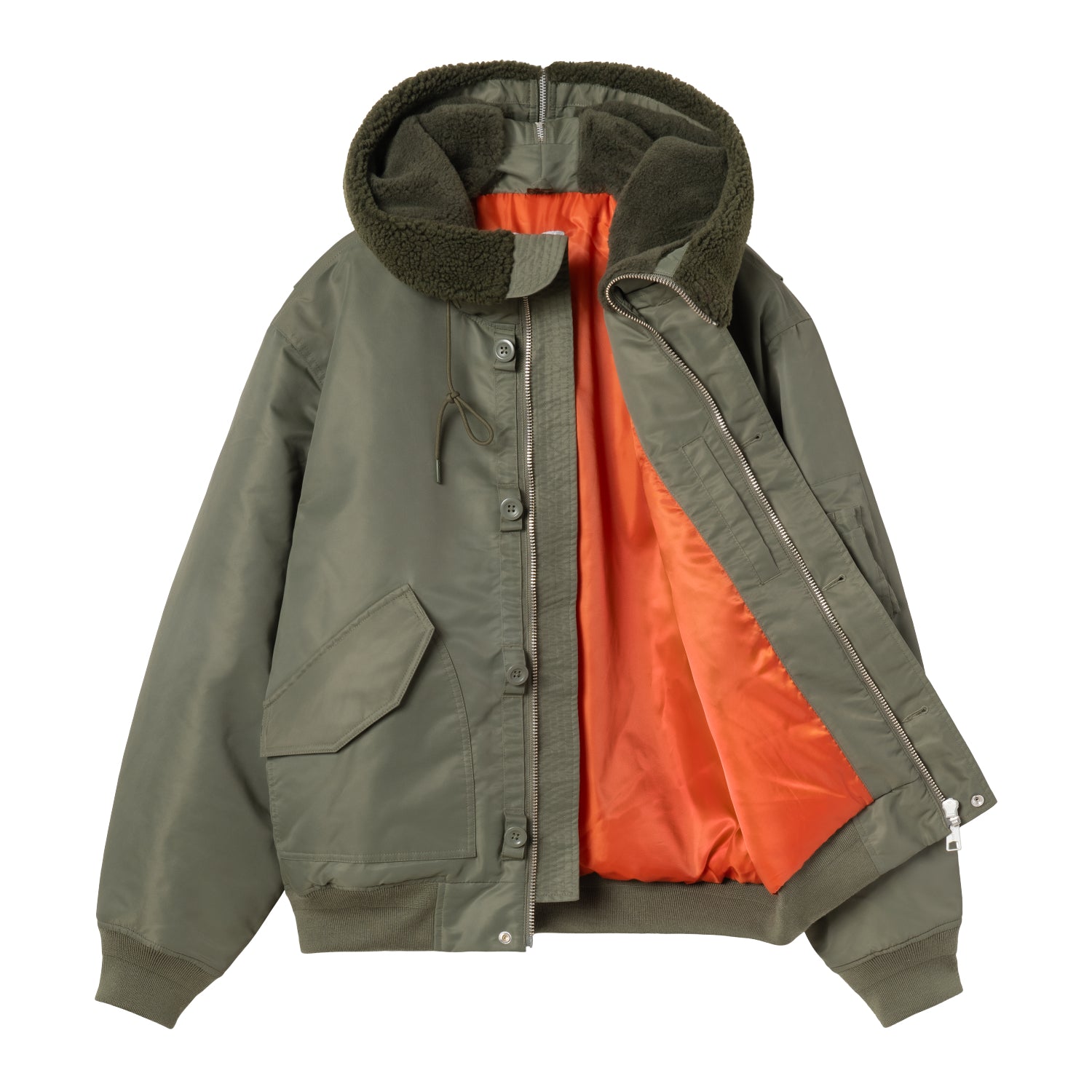 HOODED OLTERA BOMBER - Cypress / Persimmon