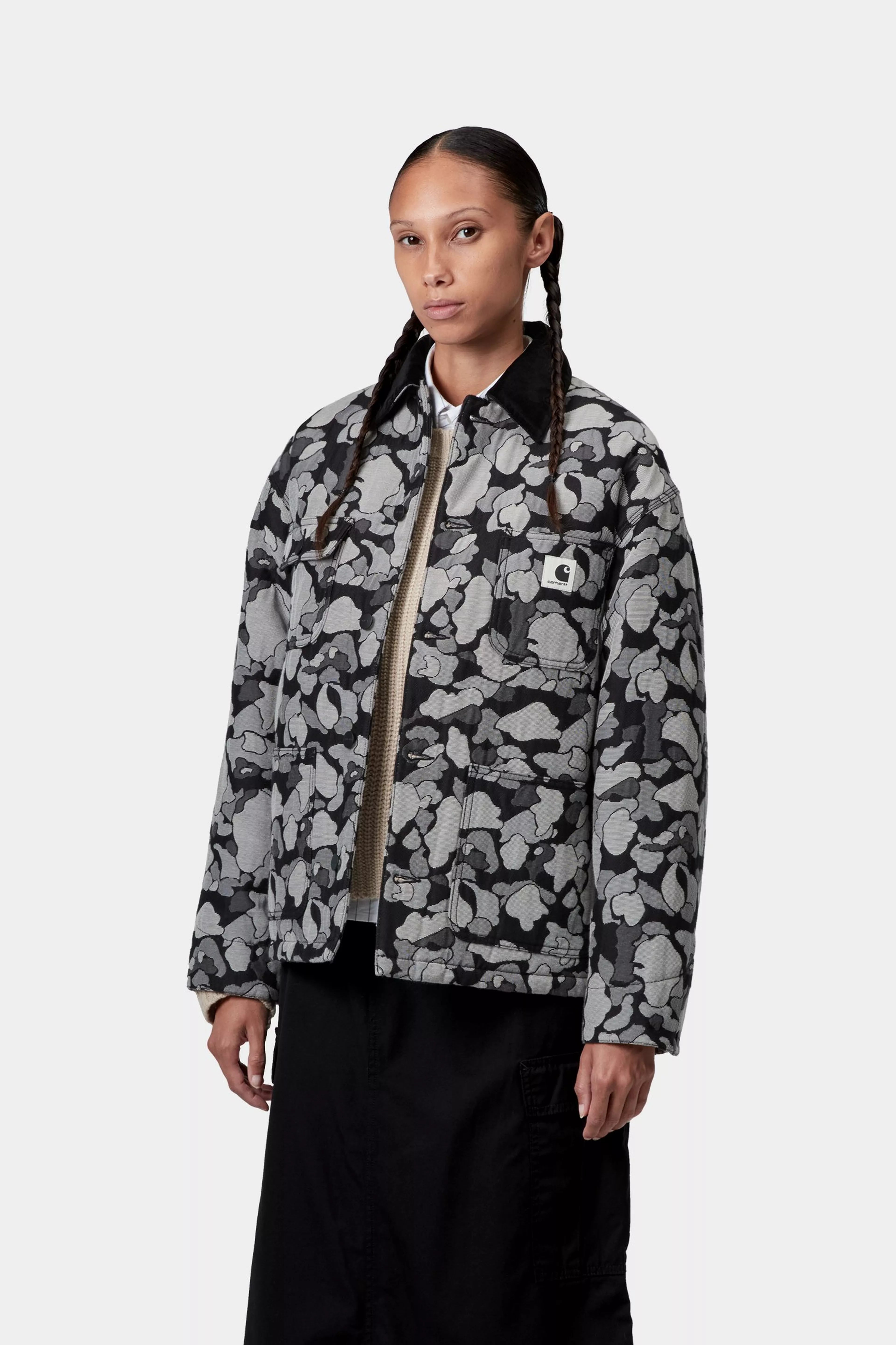 W' APESTRY CHORE COAT  - Camo Duck Jacquard Black