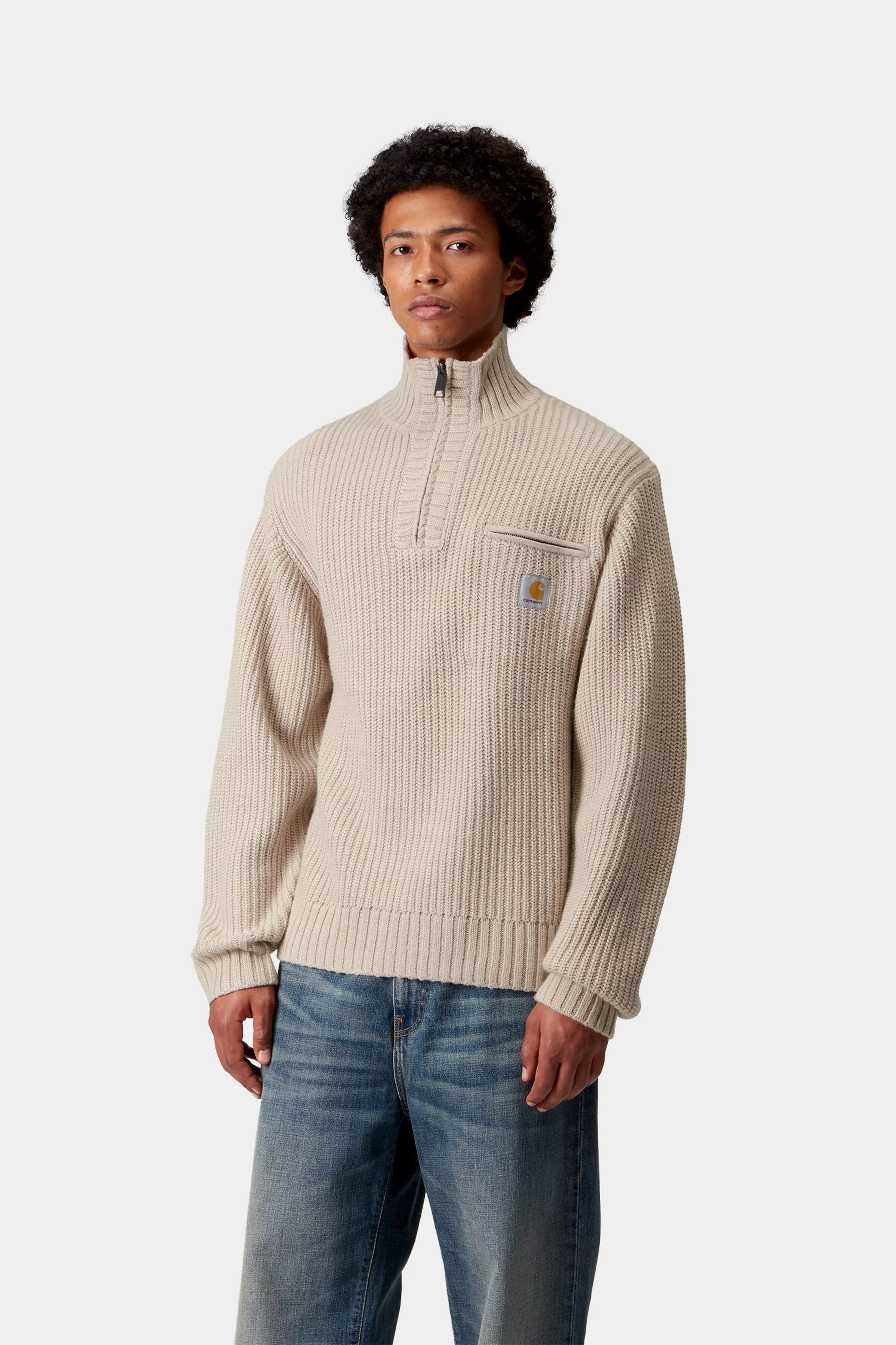 DETROIT HALF ZIP SWEATER - Fleur De Sel