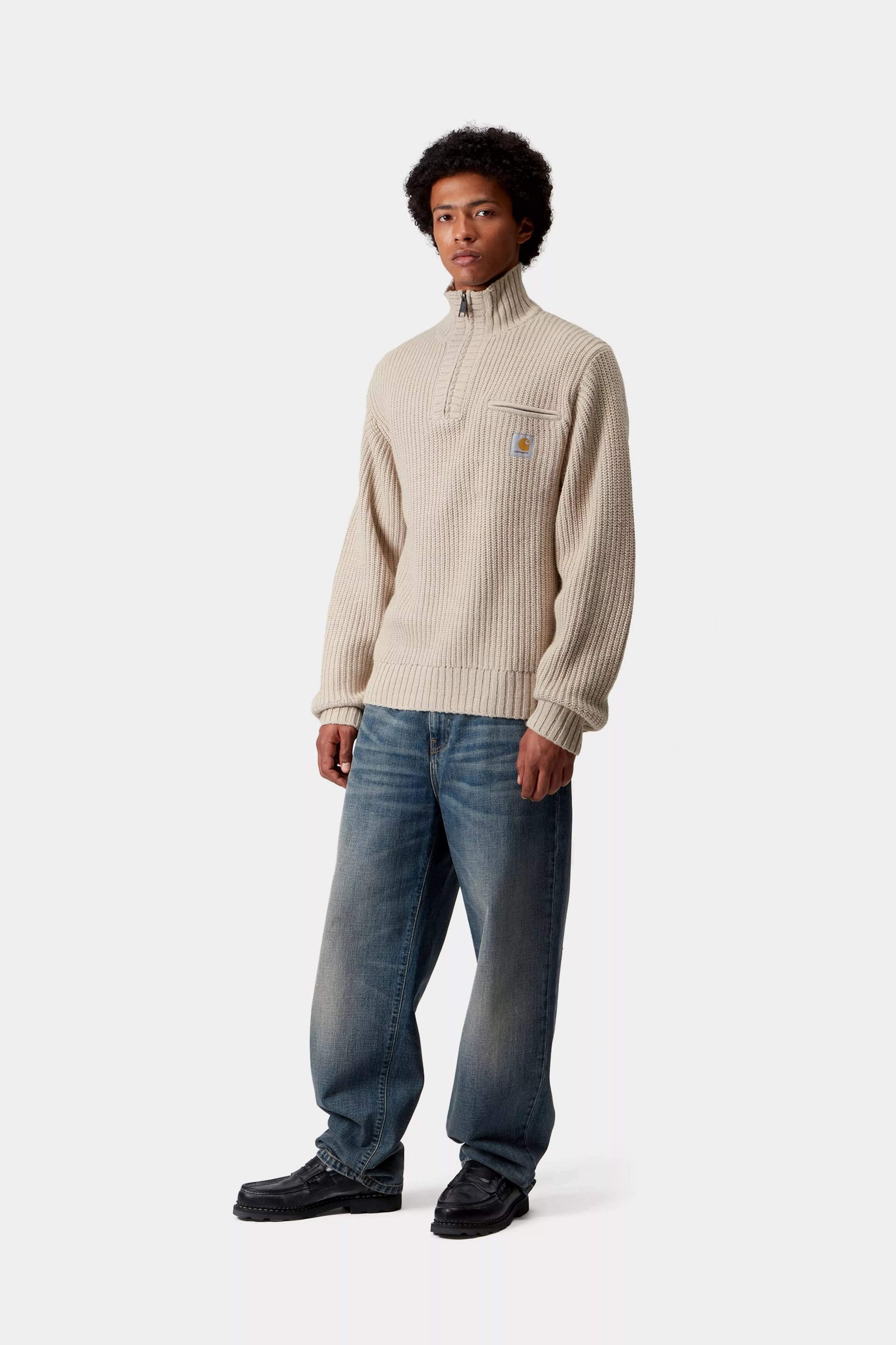 DETROIT HALF ZIP SWEATER - Fleur De Sel