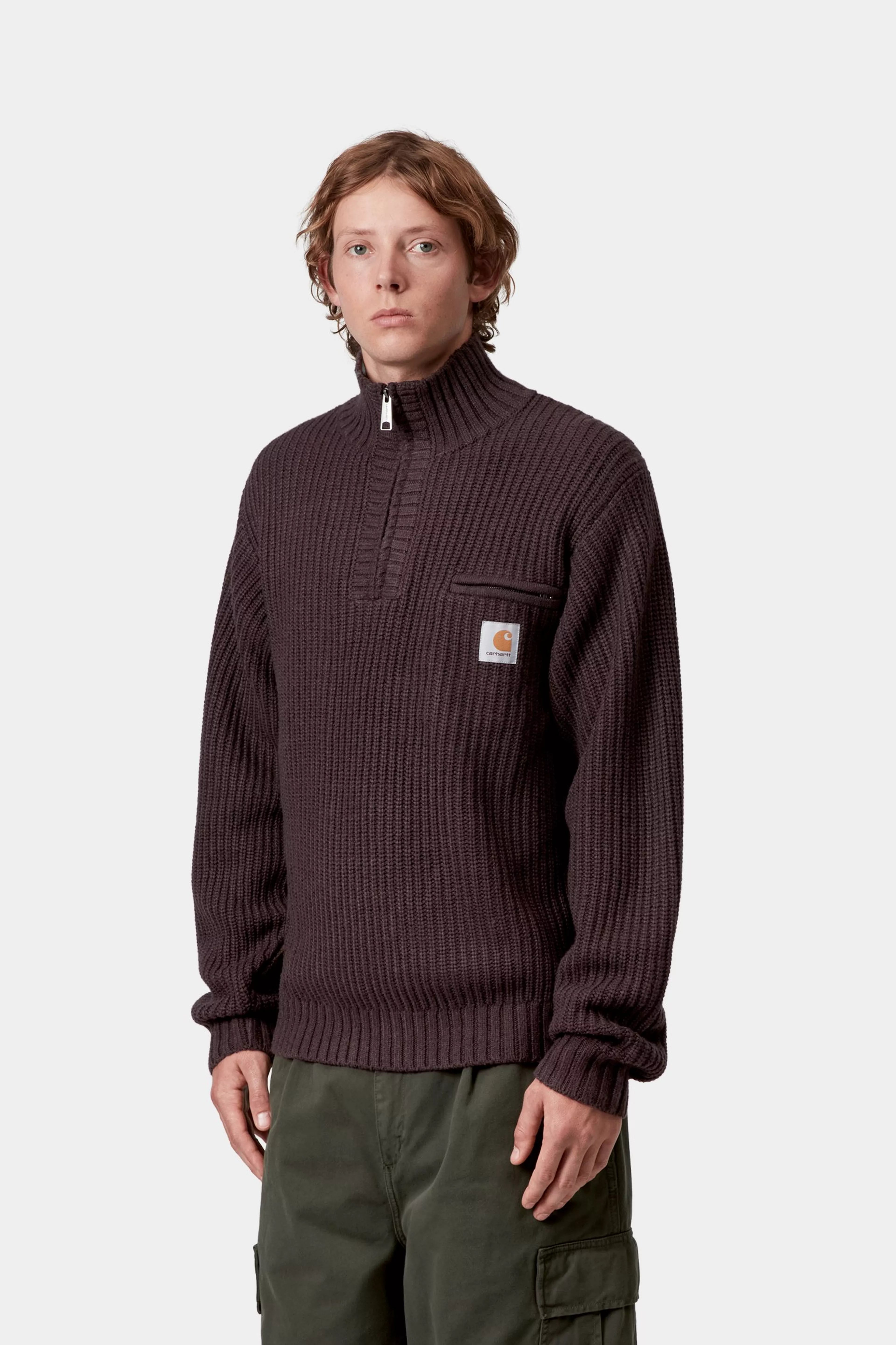 DETROIT HALF ZIP SWEATER - Palisander