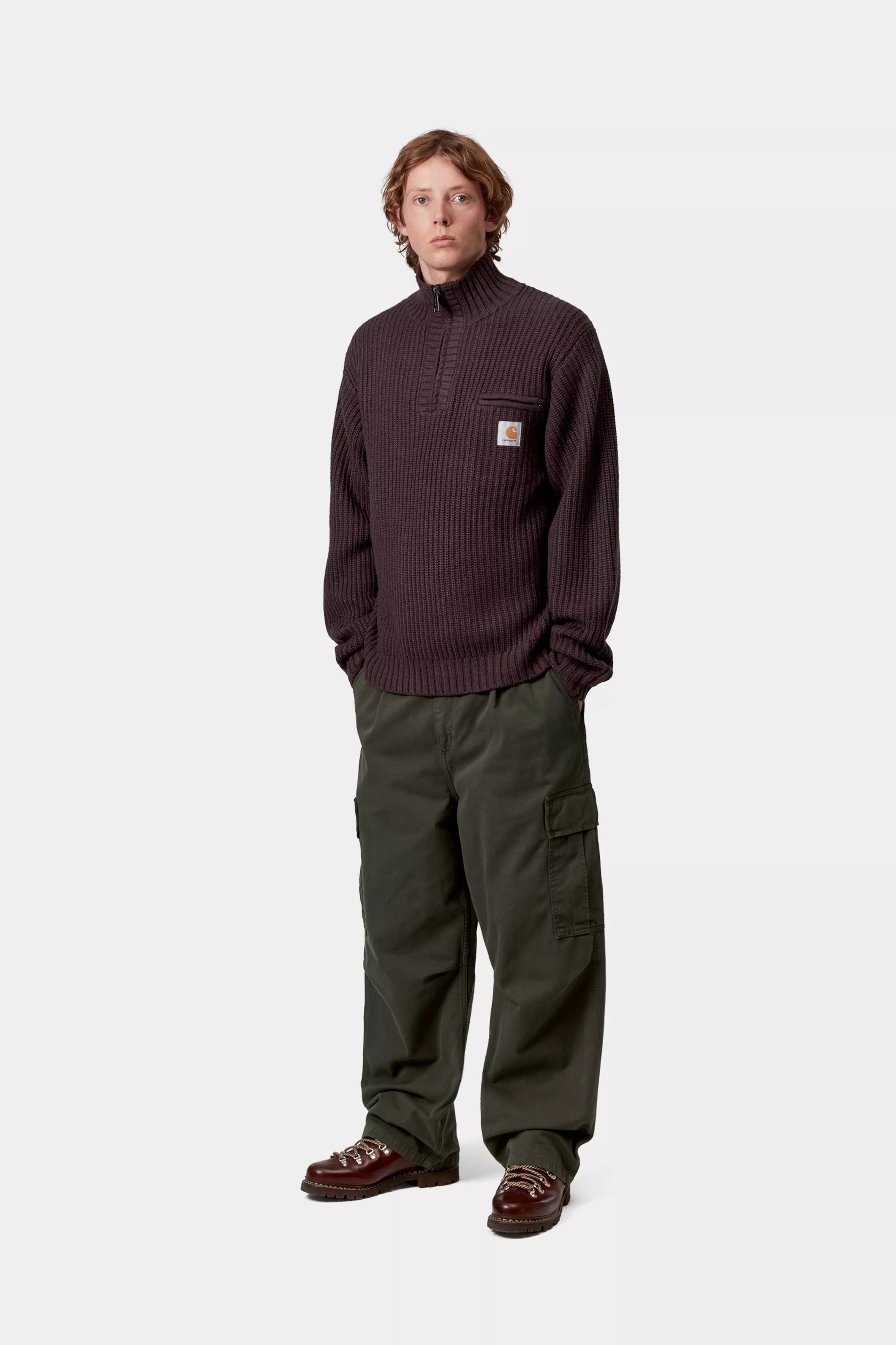 DETROIT HALF ZIP SWEATER - Palisander