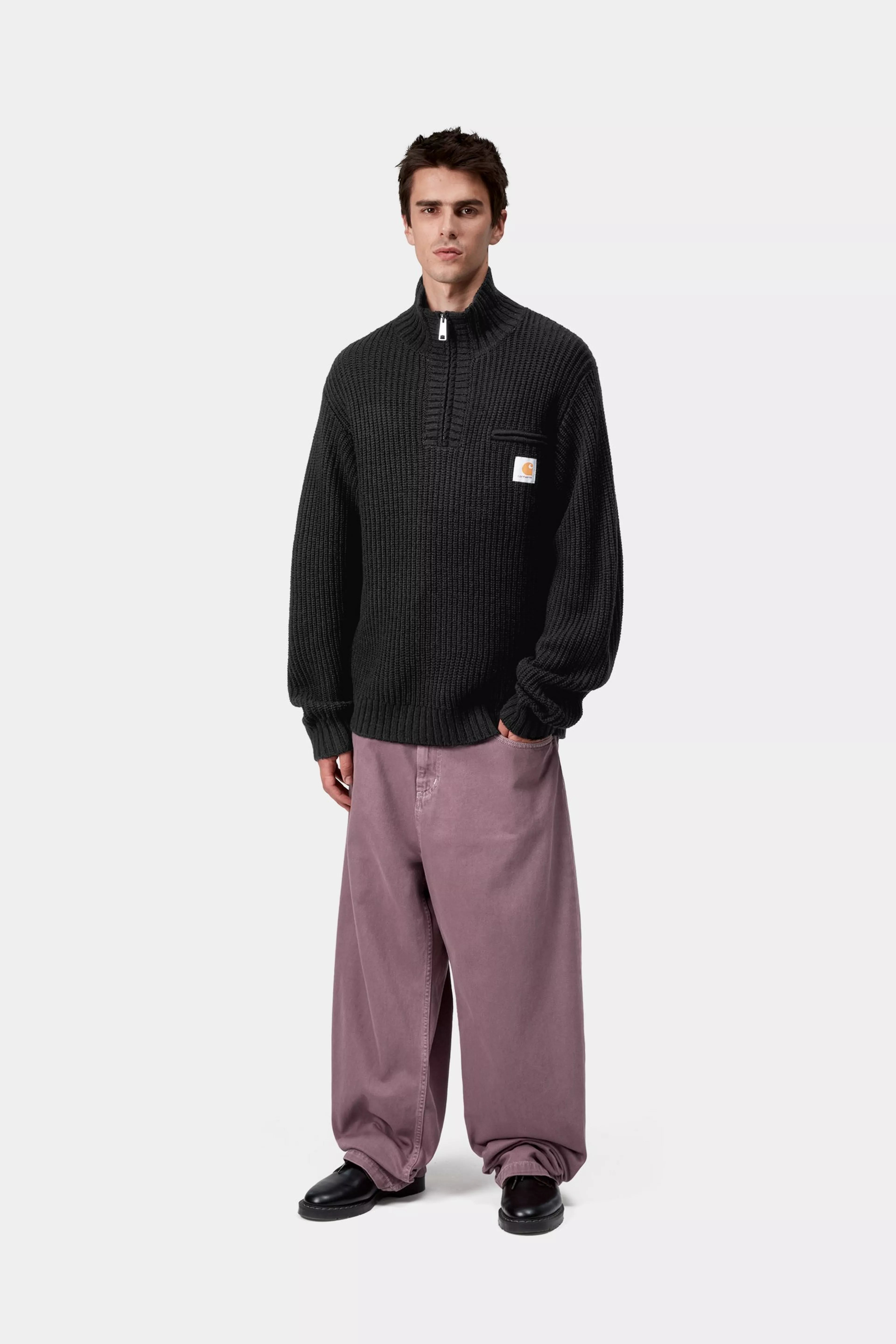 DETROIT HALF ZIP SWEATER - Black