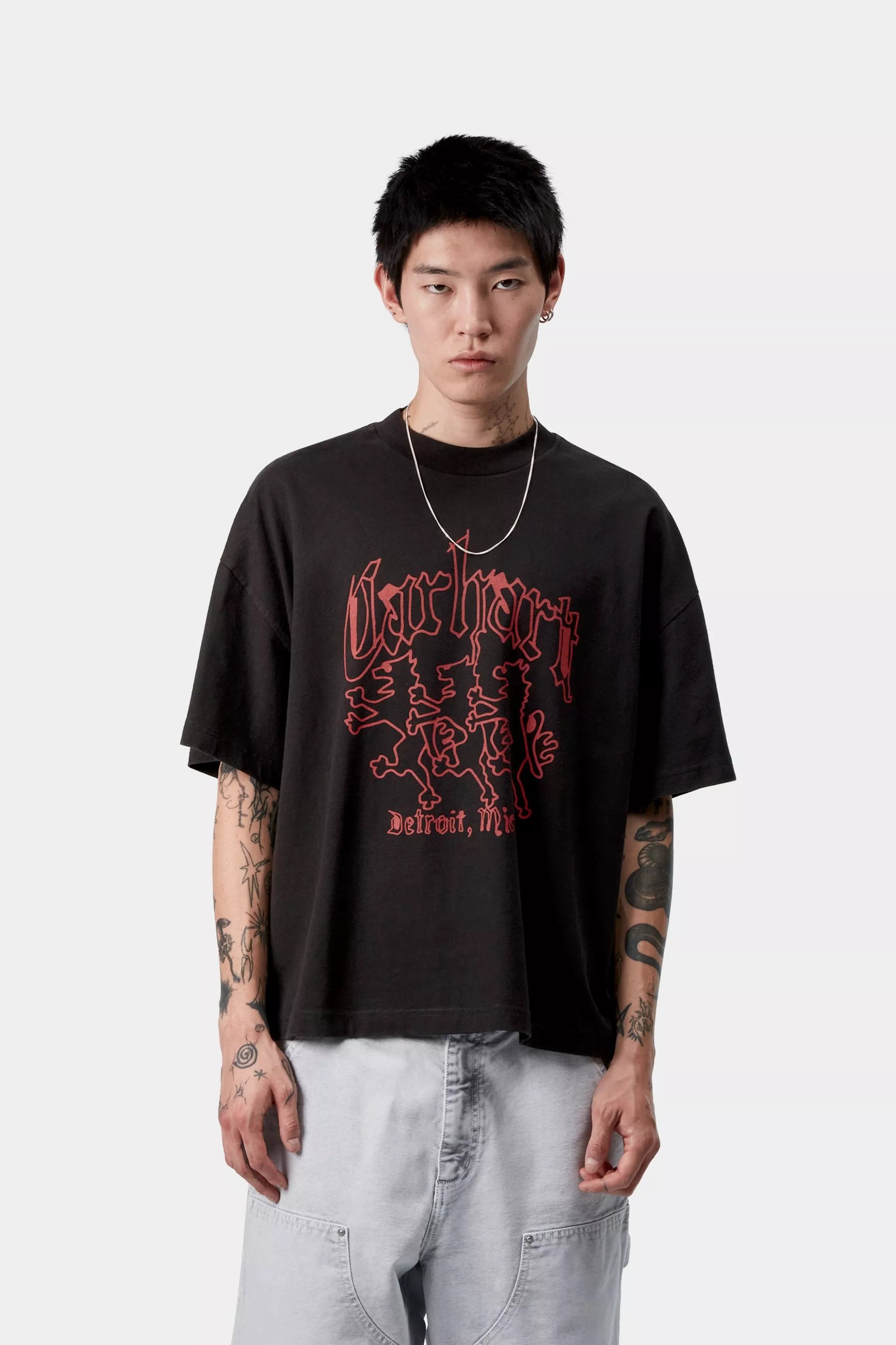 S/S HACKWORK T-SHIRT - Black (heavy stone wash)