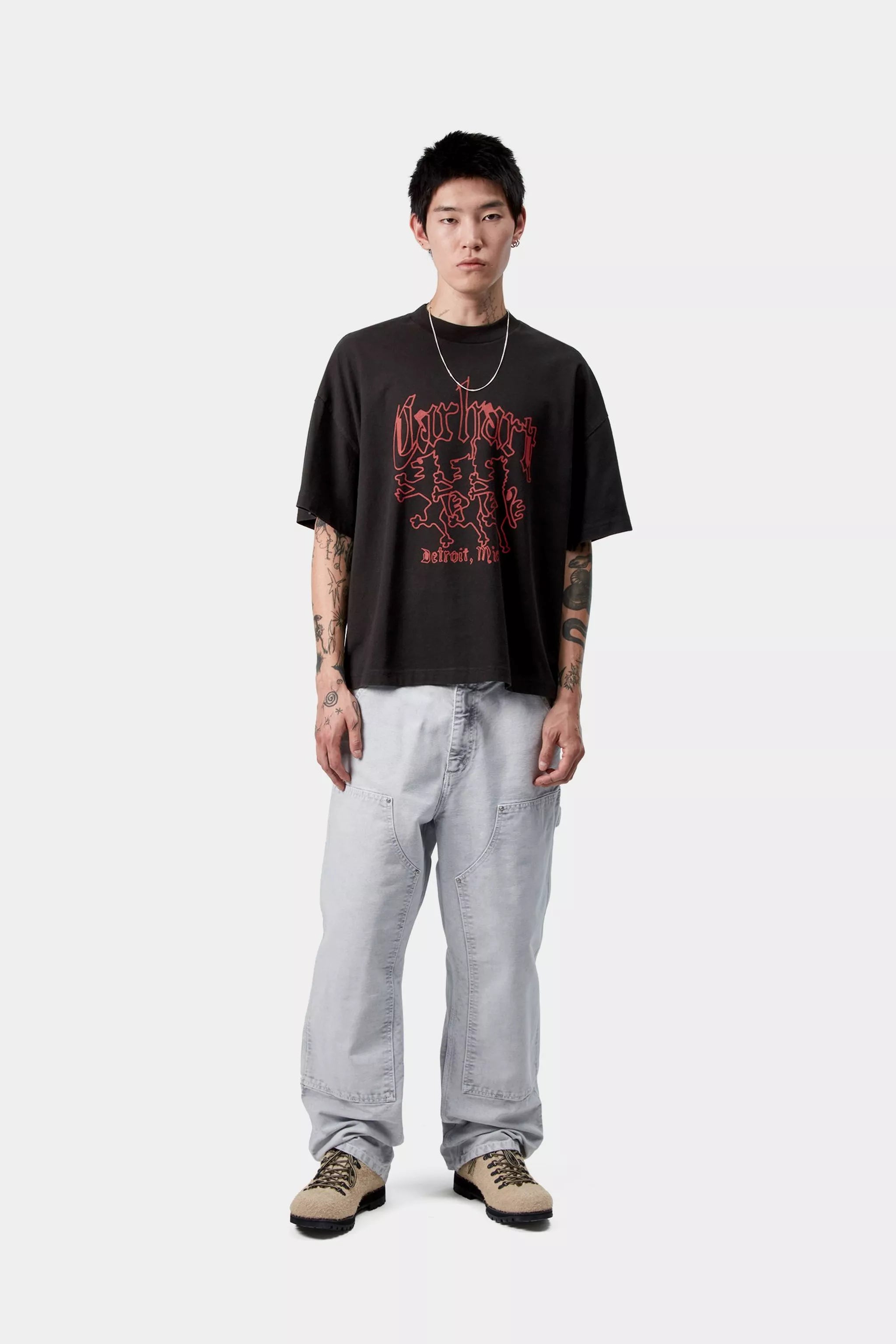 S/S HACKWORK T-SHIRT - Black (heavy stone wash)