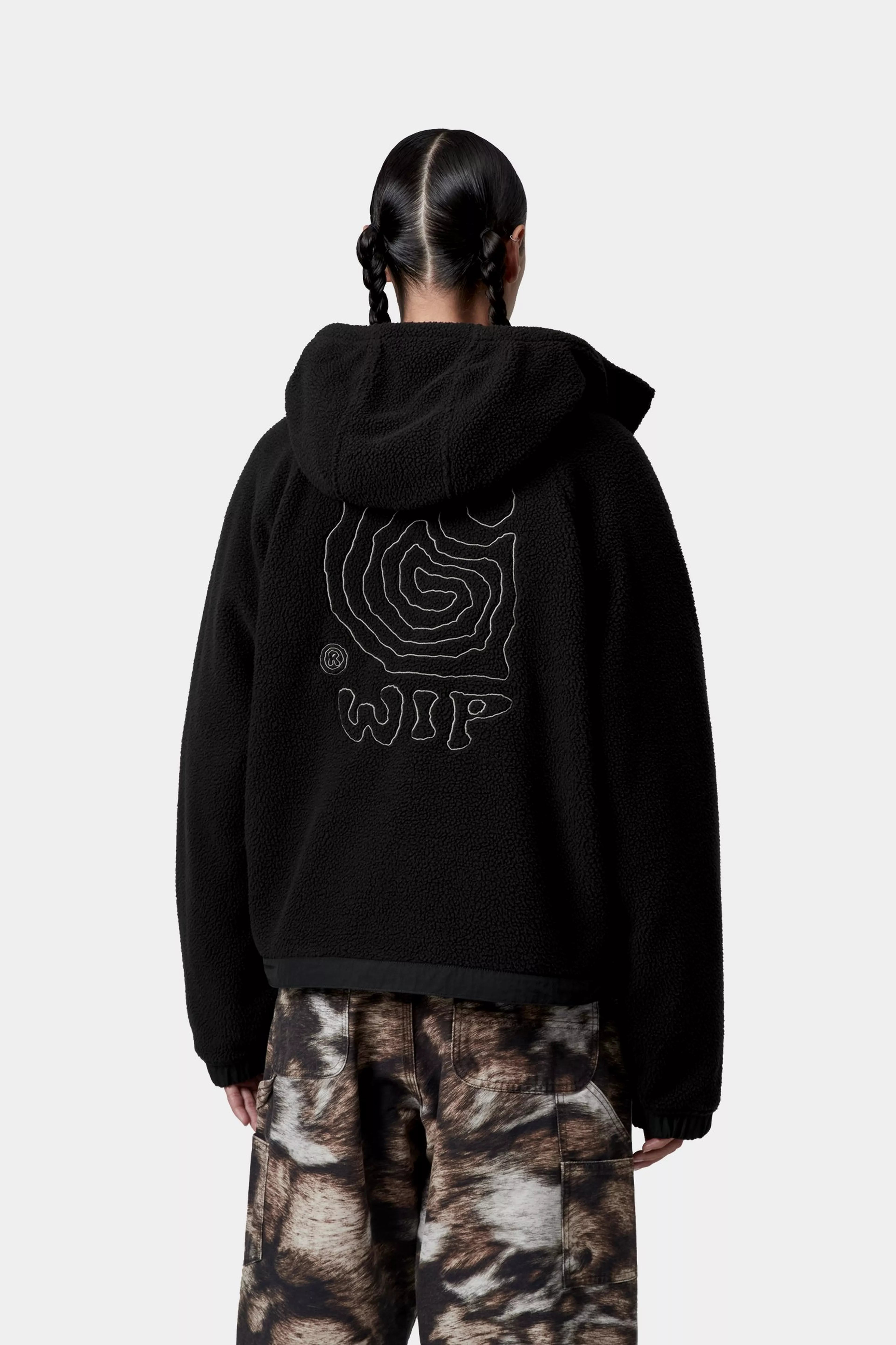 W' HOODED HELIX FLEECE JACKET - Black / Porphyry