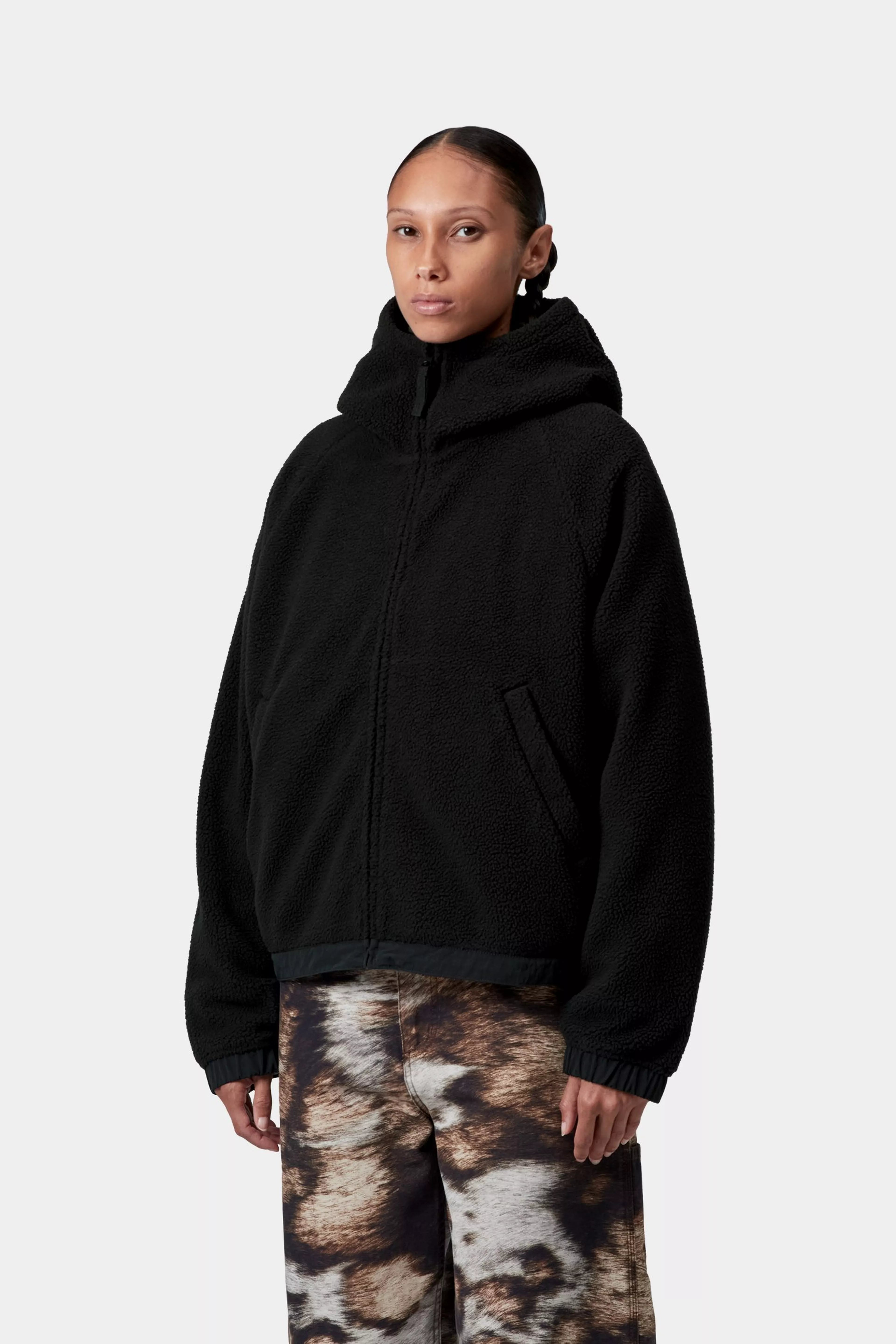 W' HOODED HELIX FLEECE JACKET - Black / Porphyry