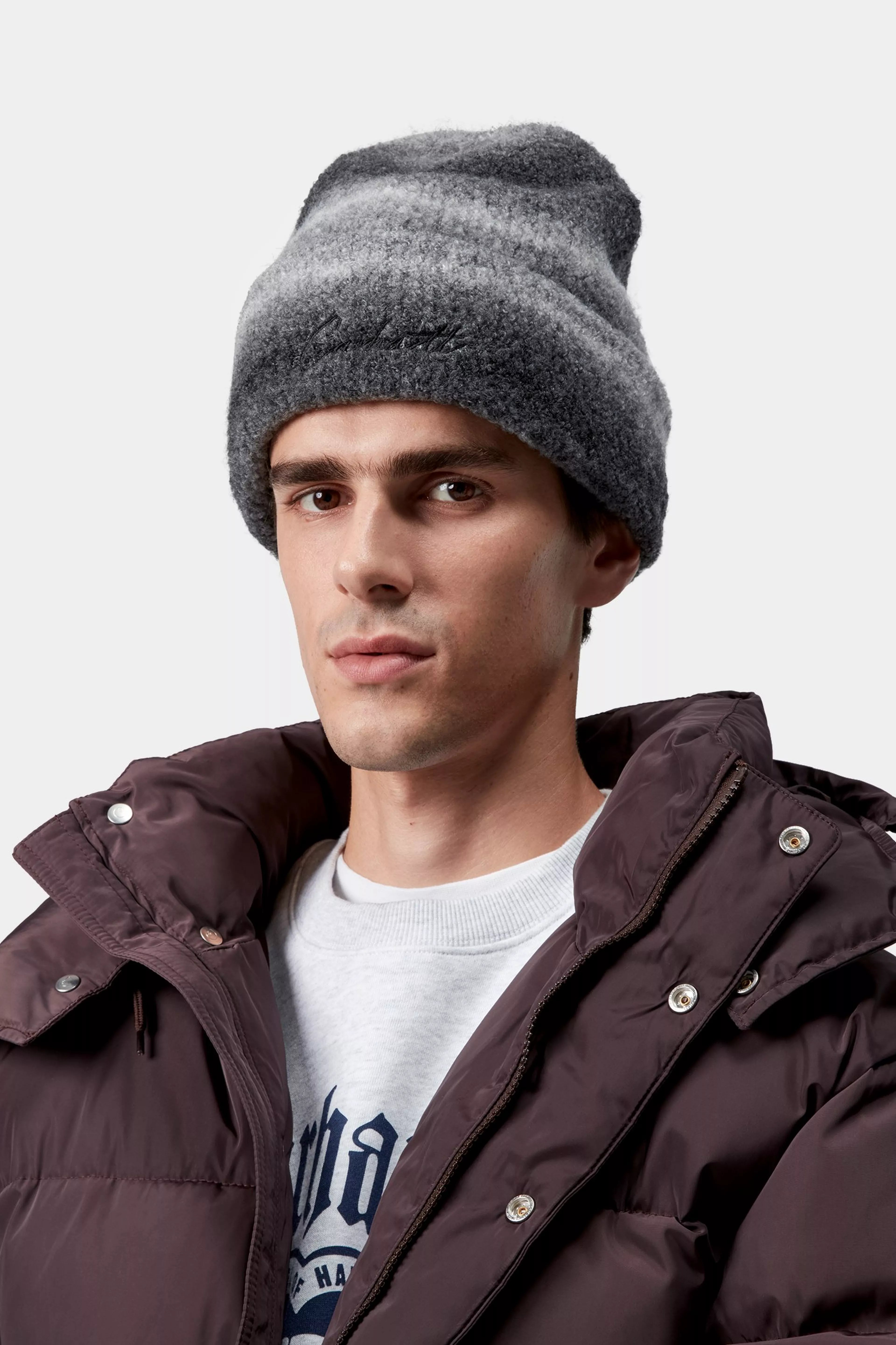 TONY BEANIE - Tony Stripe Jacquard, Black / Salt