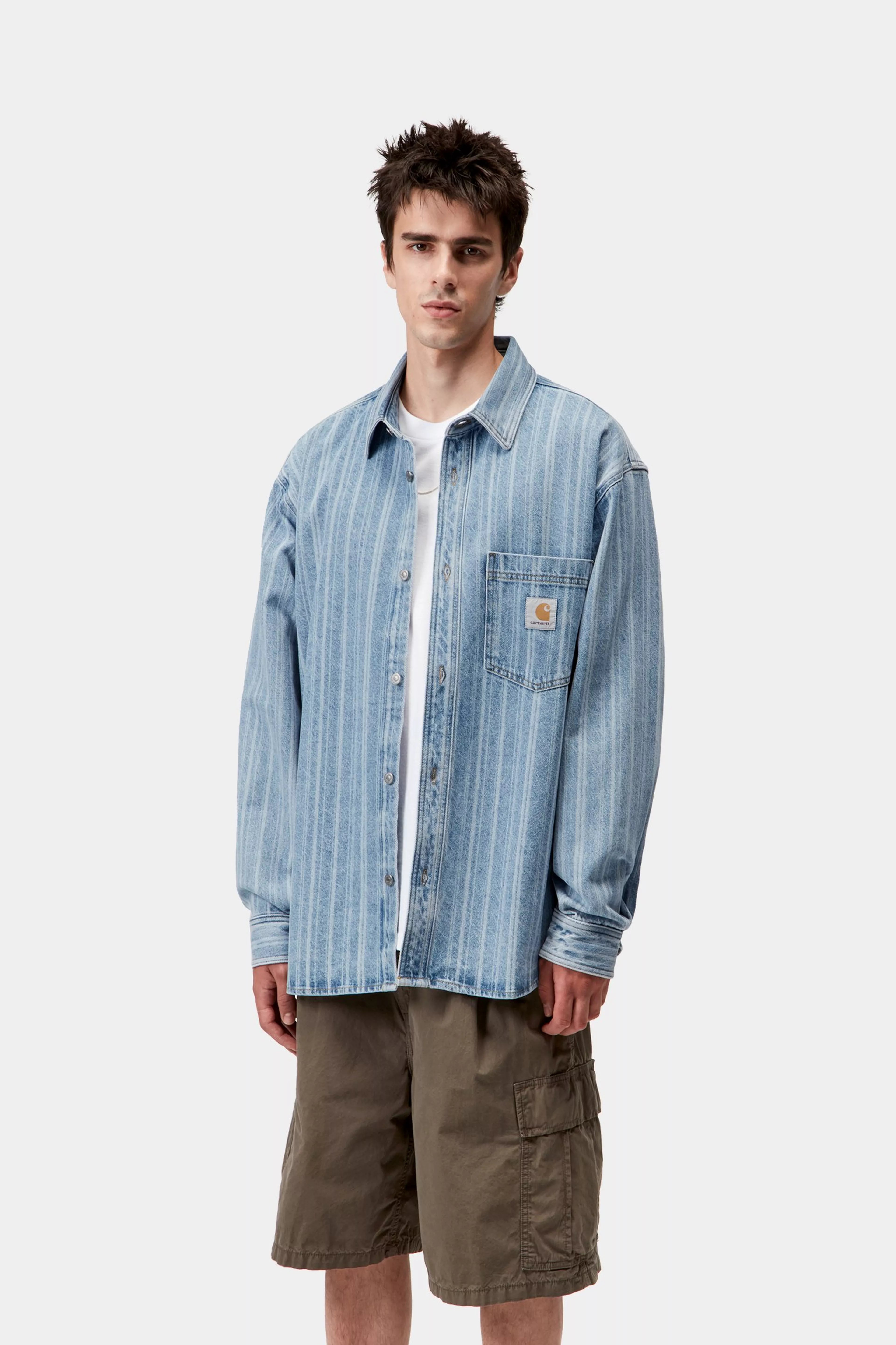 RYLAN SHIRT JAC - Rylan Stripe, Blue (stone bleached)