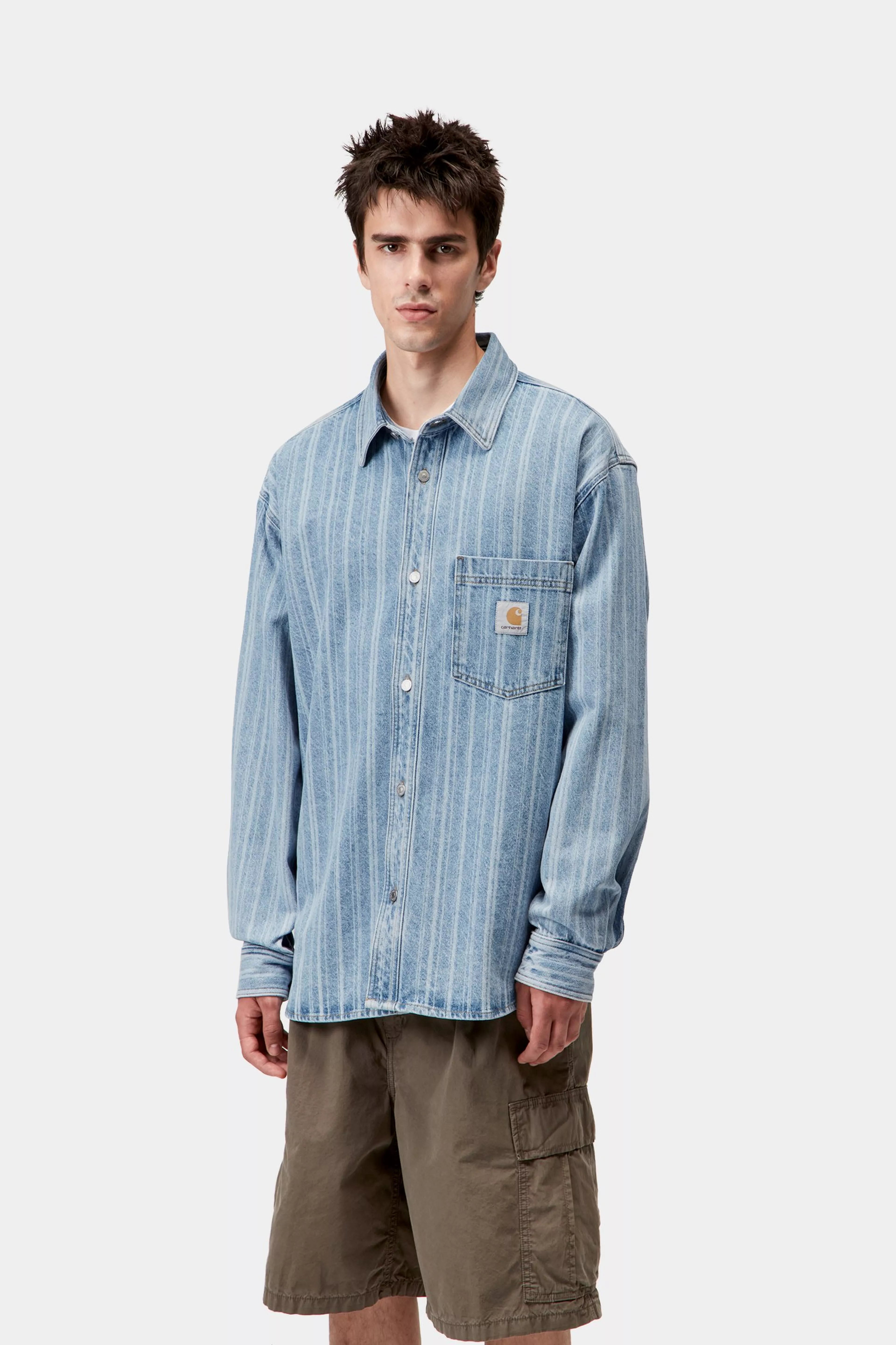 RYLAN SHIRT JAC - Rylan Stripe, Blue (stone bleached)
