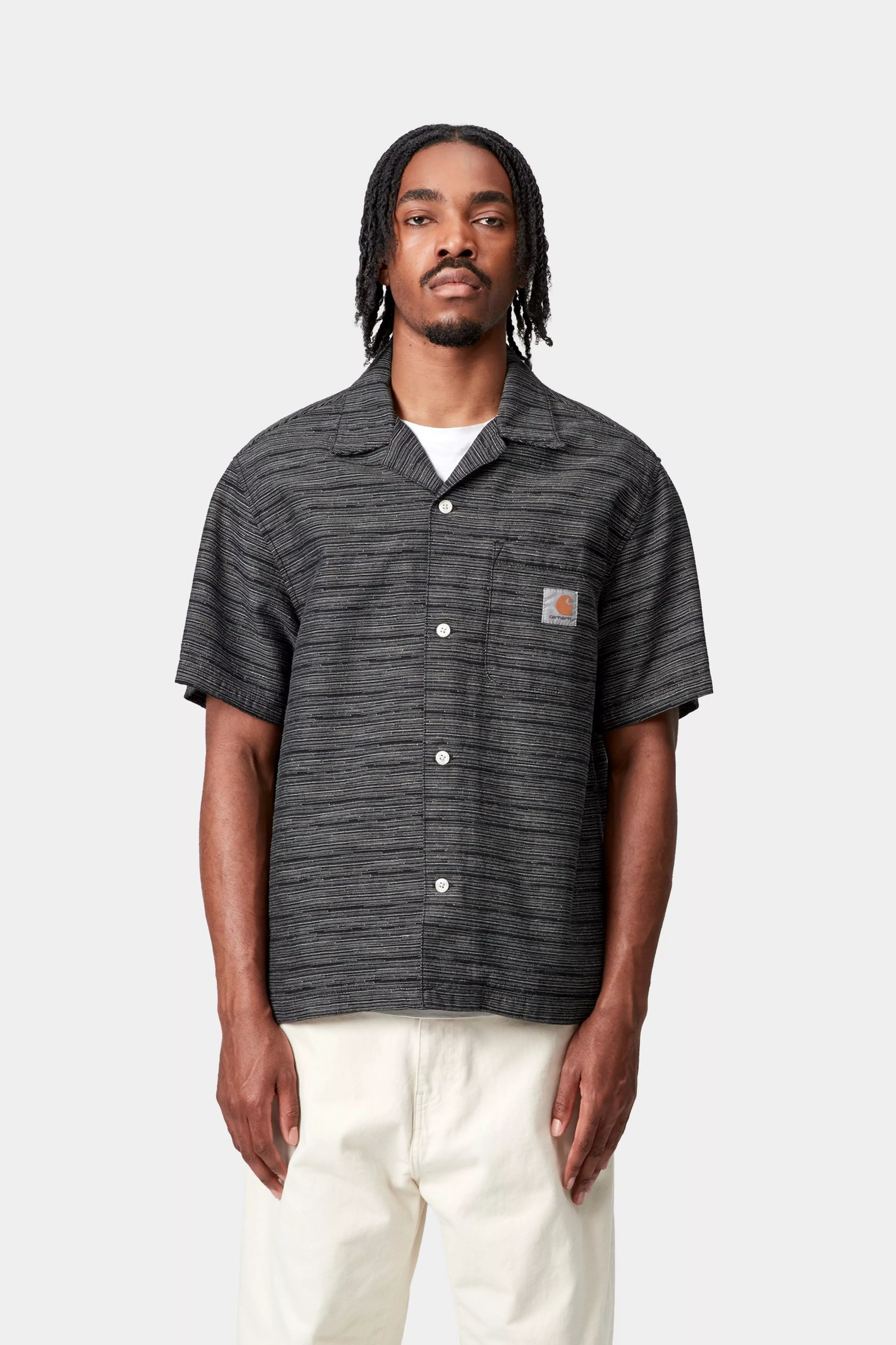 S/S GELLAR SHIRT - Gellar Stripe, Black (rinsed)