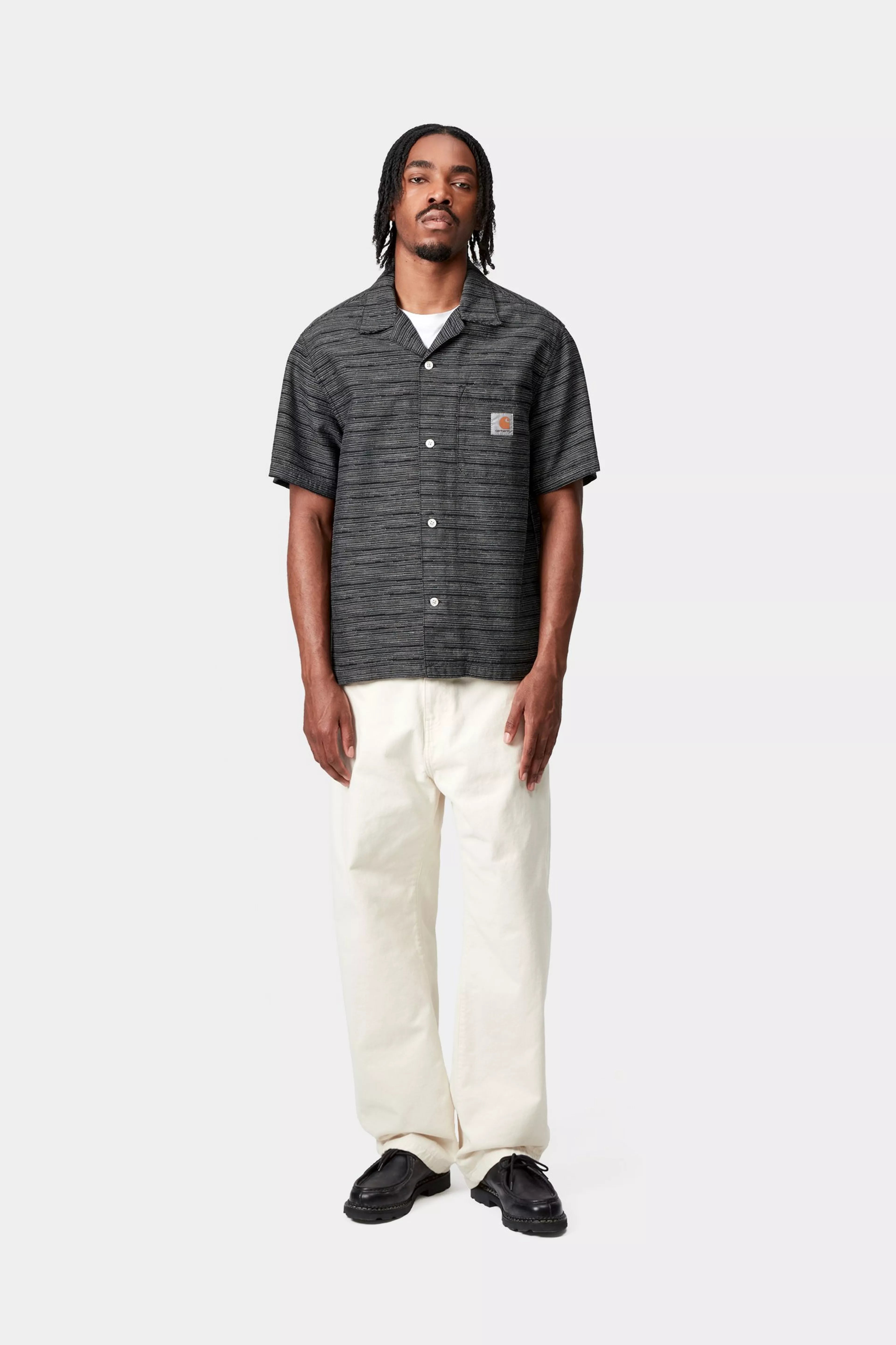 S/S GELLAR SHIRT - Gellar Stripe, Black (rinsed)