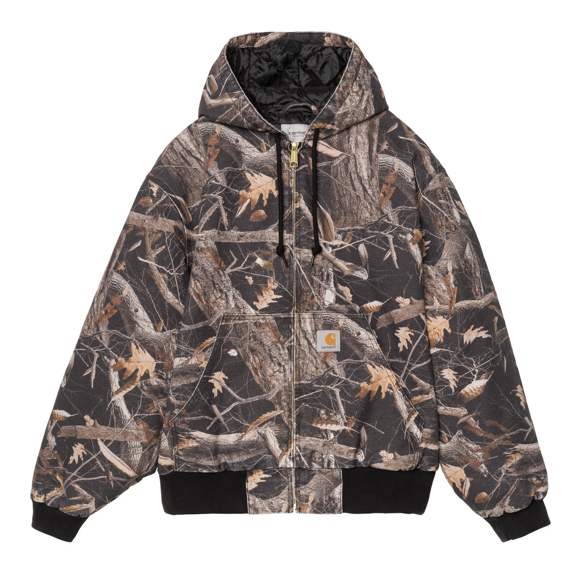 OG Active Jacket - Camo Feather Tree, Black heavy stone wash