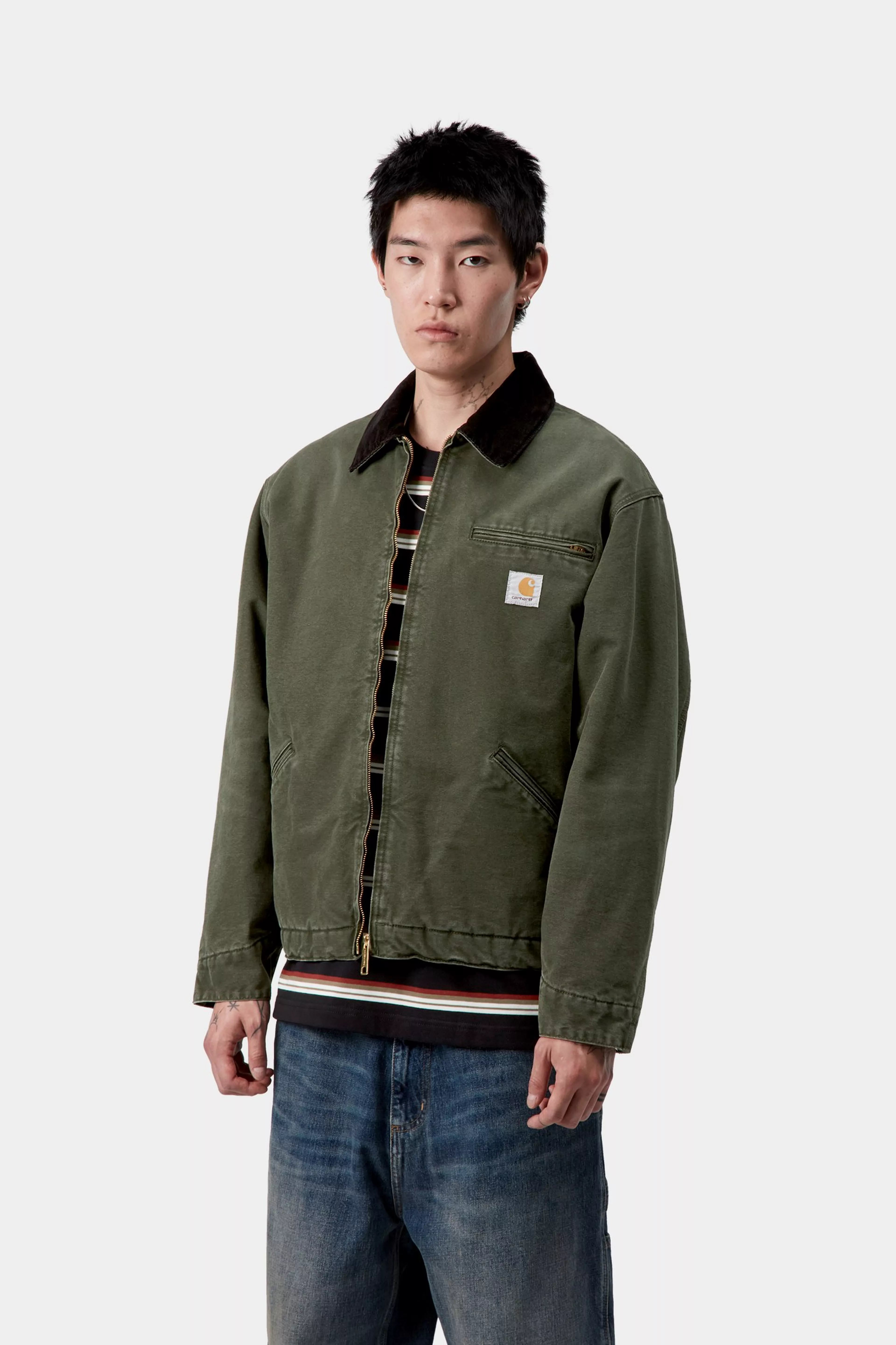 OG DETROIT JACKET  - Olive / Black (stone canvas)