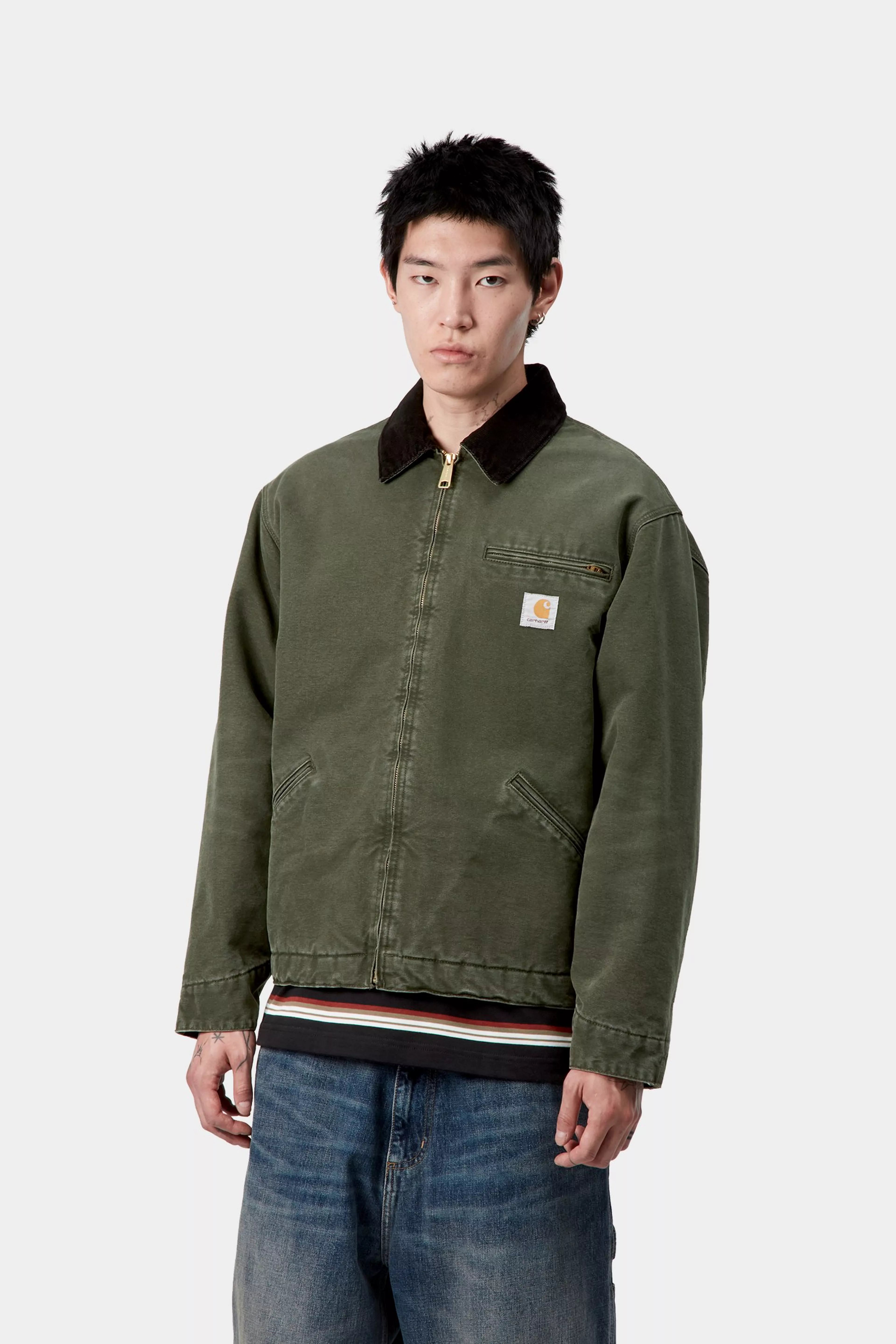 OG DETROIT JACKET  - Olive / Black (stone canvas)